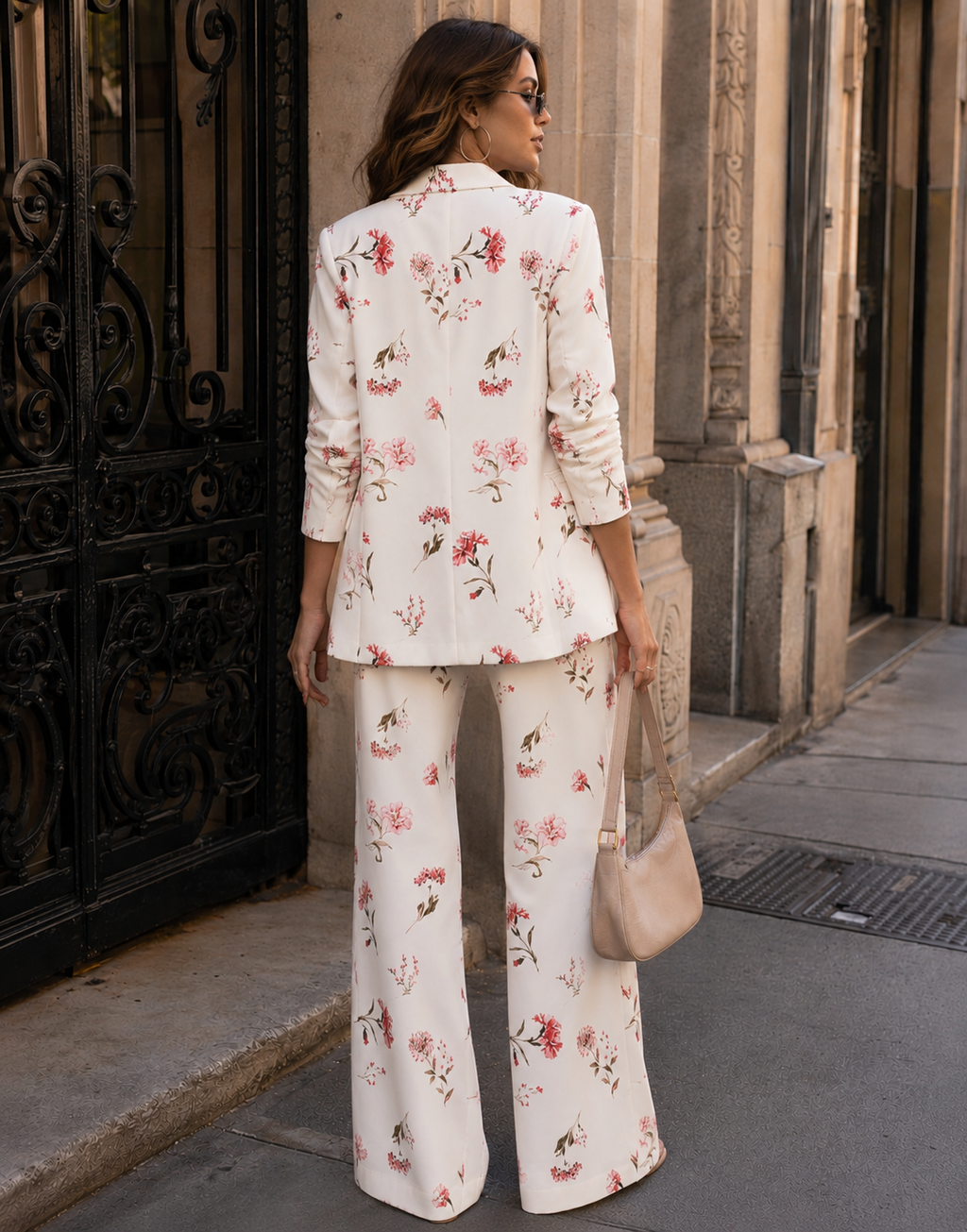 Floral Blazer Matching Set - White