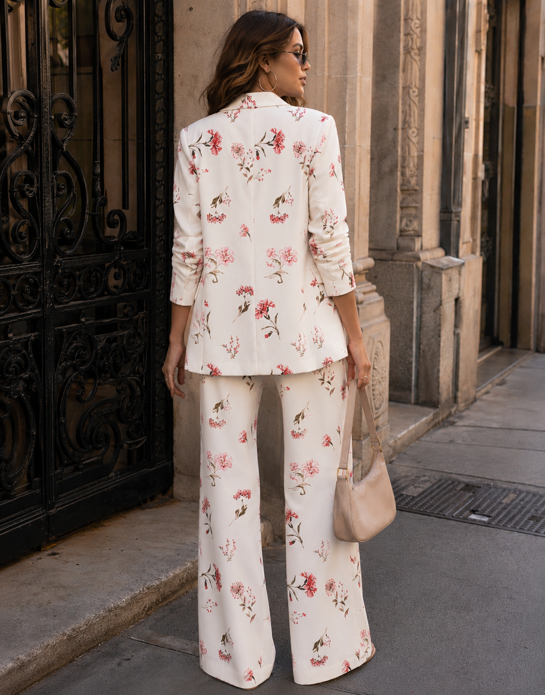Floral Blazer Matching Set - White