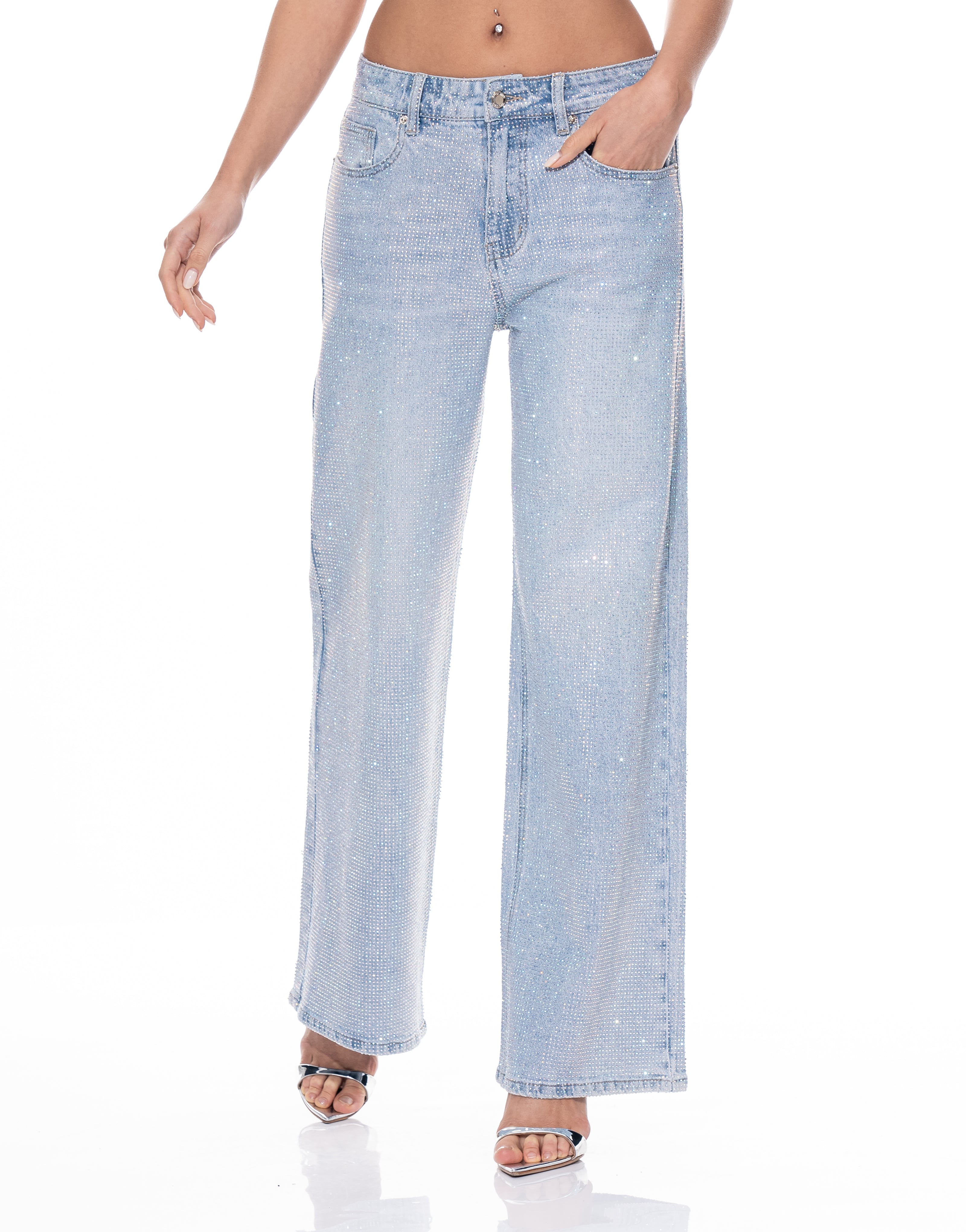 Wide-Leg Denim Jeans - Denim