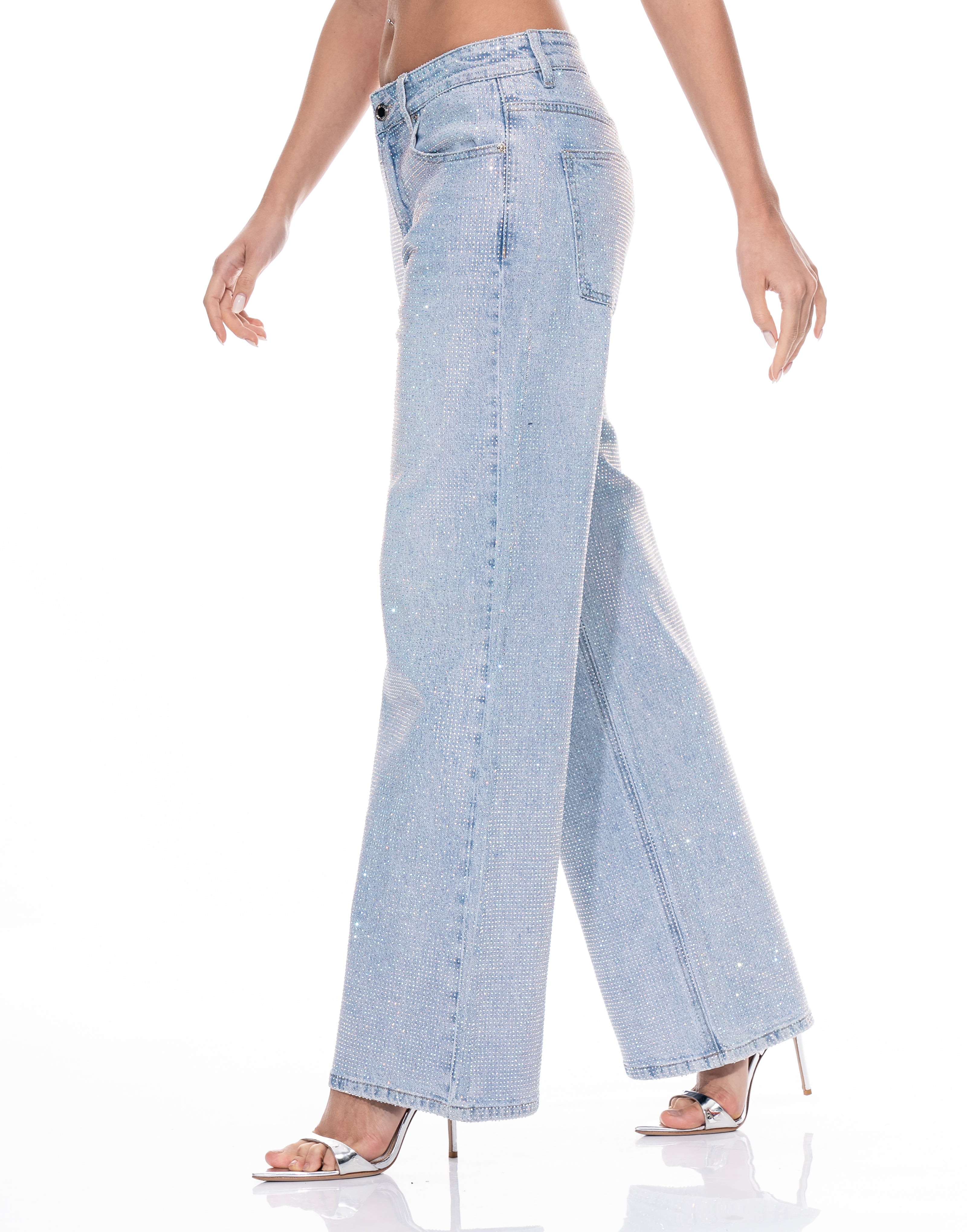 Wide-Leg Denim Jeans - Denim