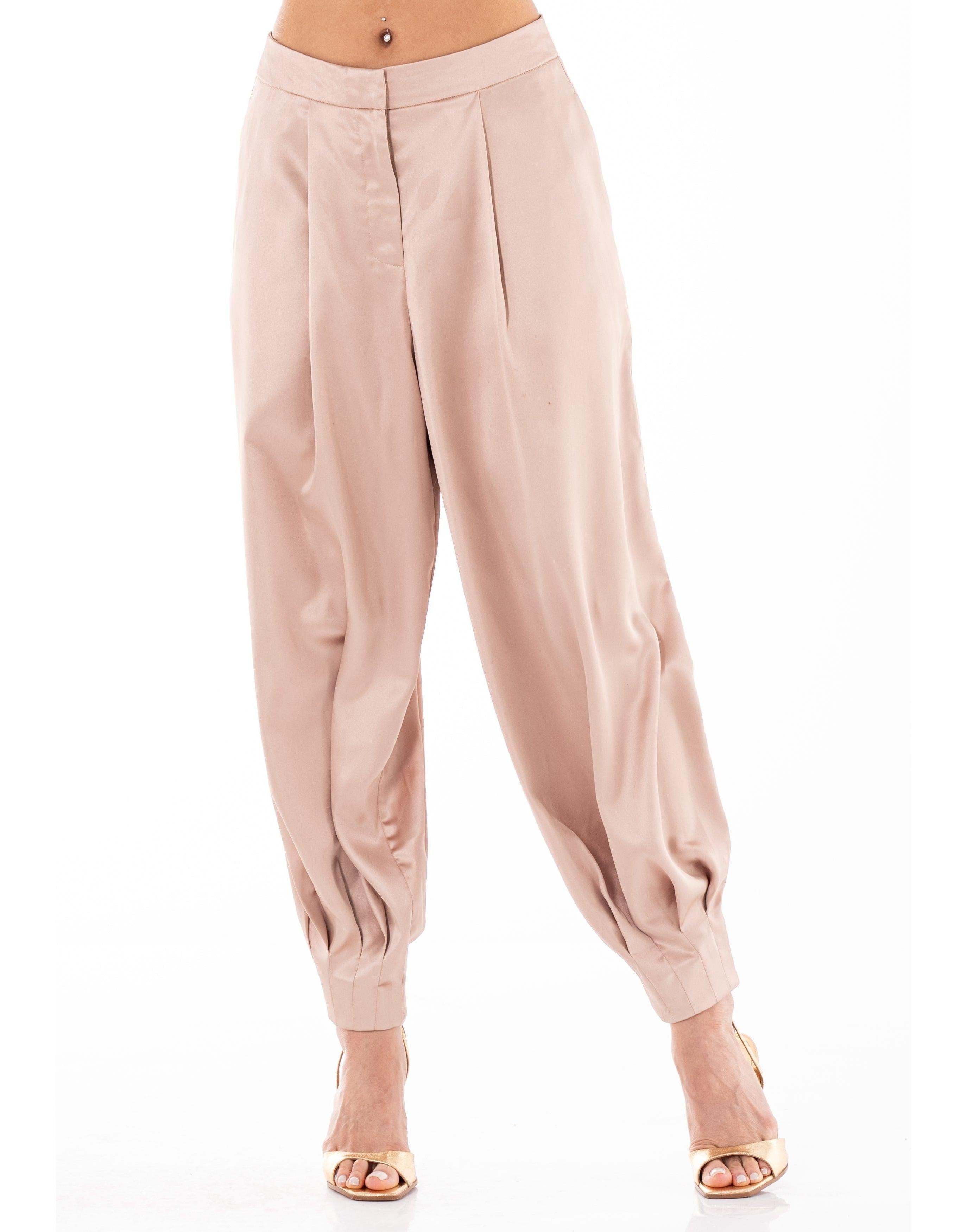 Camel Satin Tapered Pants - Camel