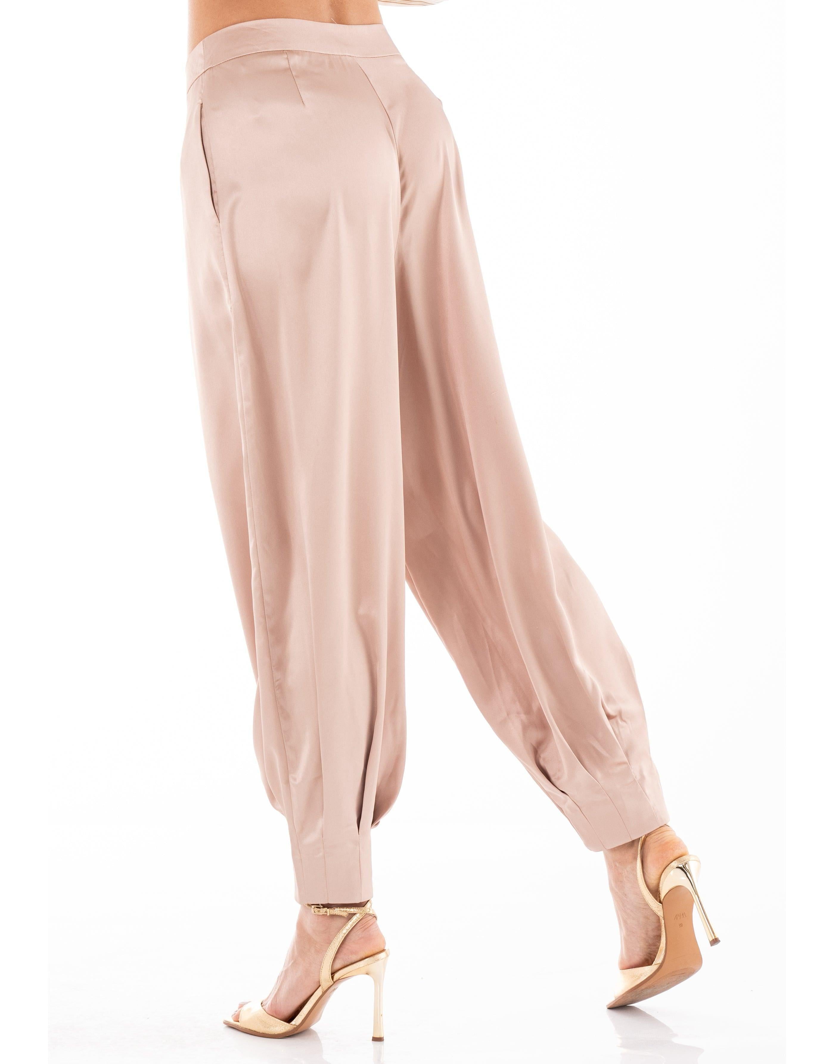 Camel Satin Tapered Pants - Camel