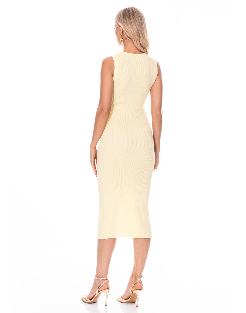 Button-Front Midi Dress - Yellow