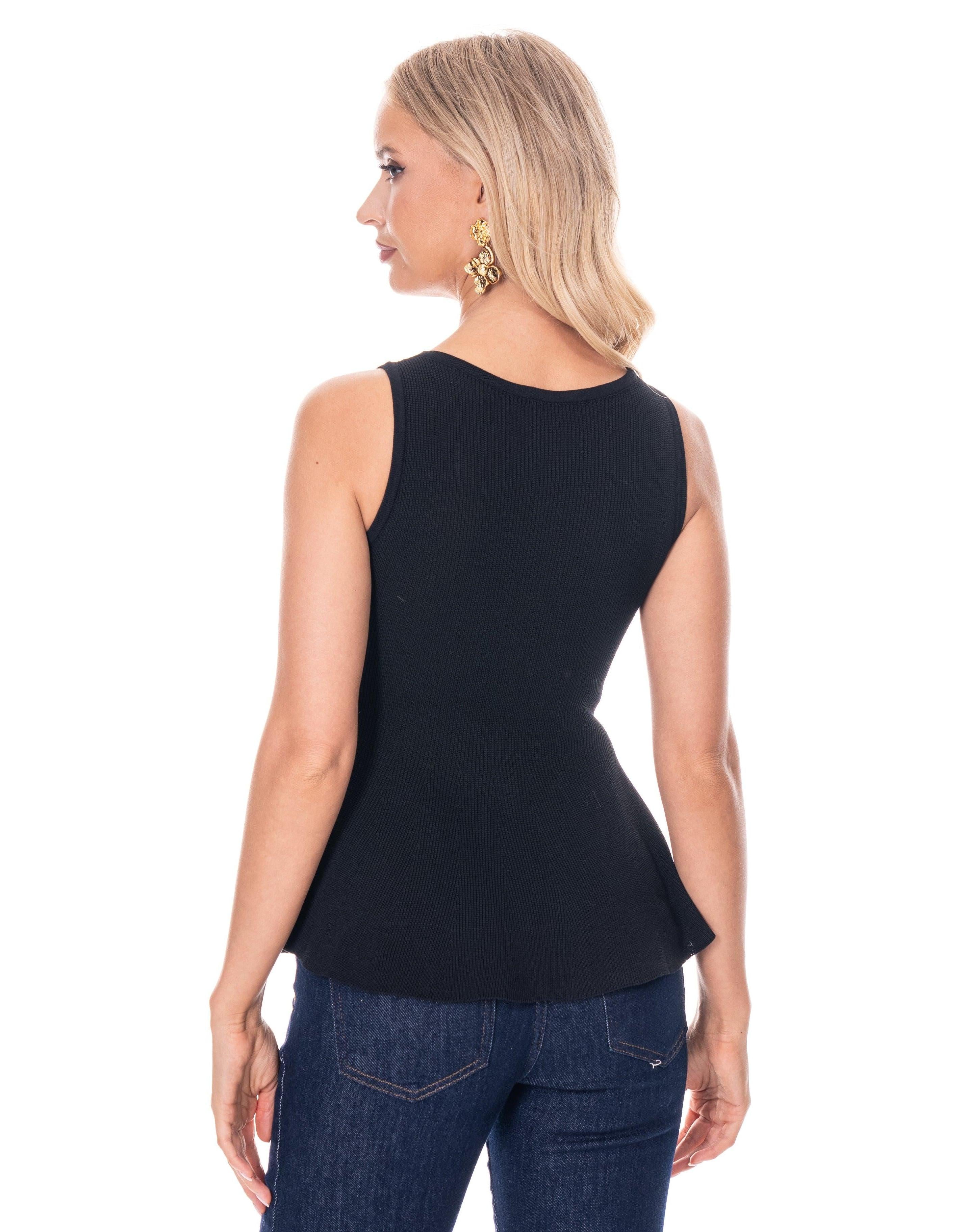 Peplum Tank Top - Black