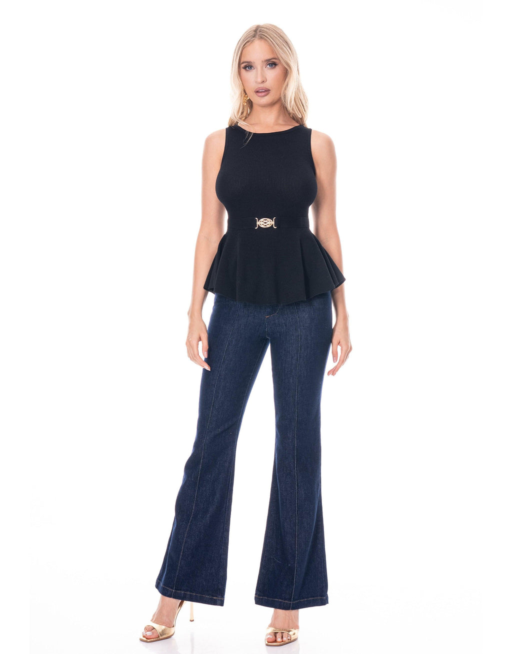 Peplum Tank Top - Black