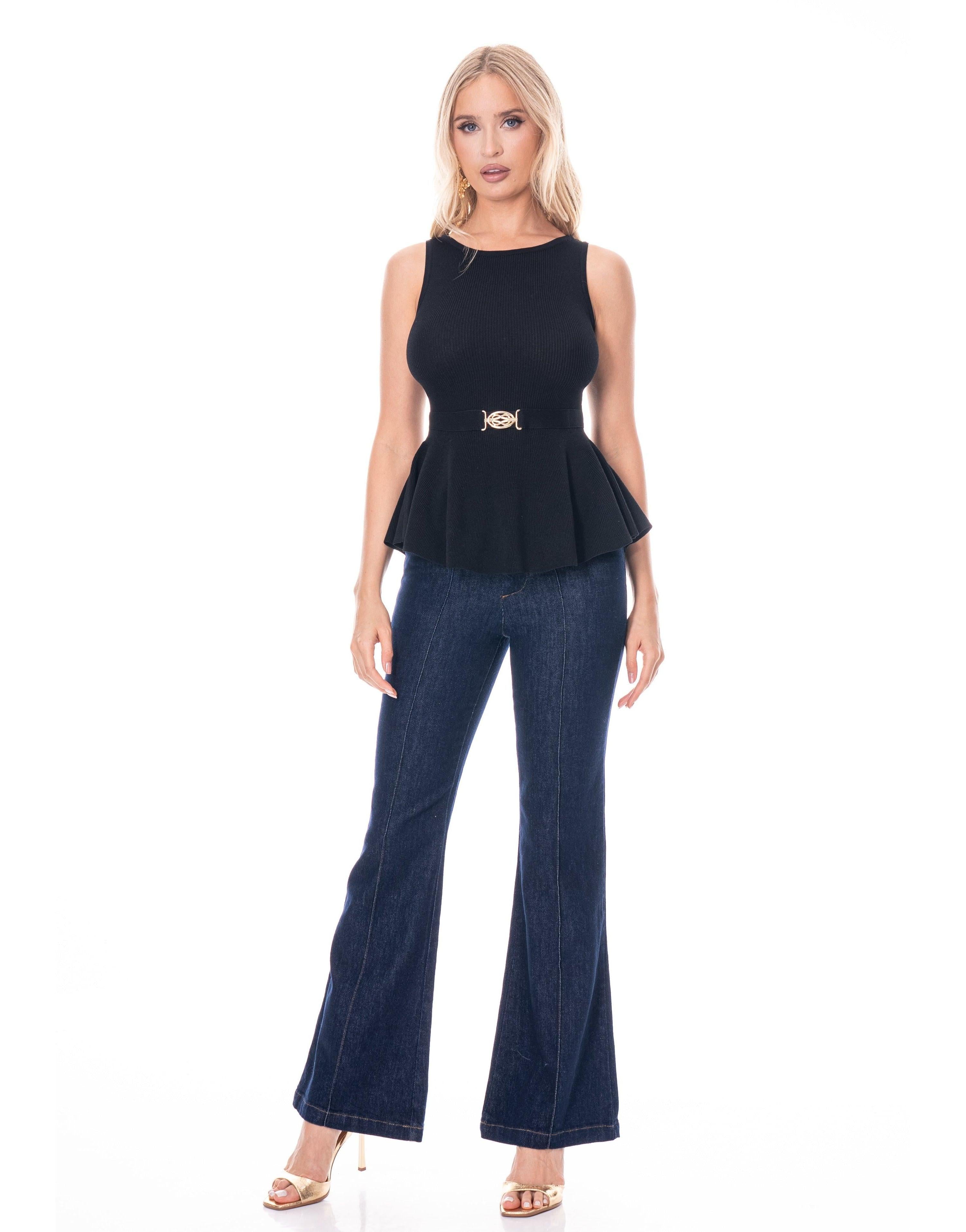 Peplum Tank Top - Black