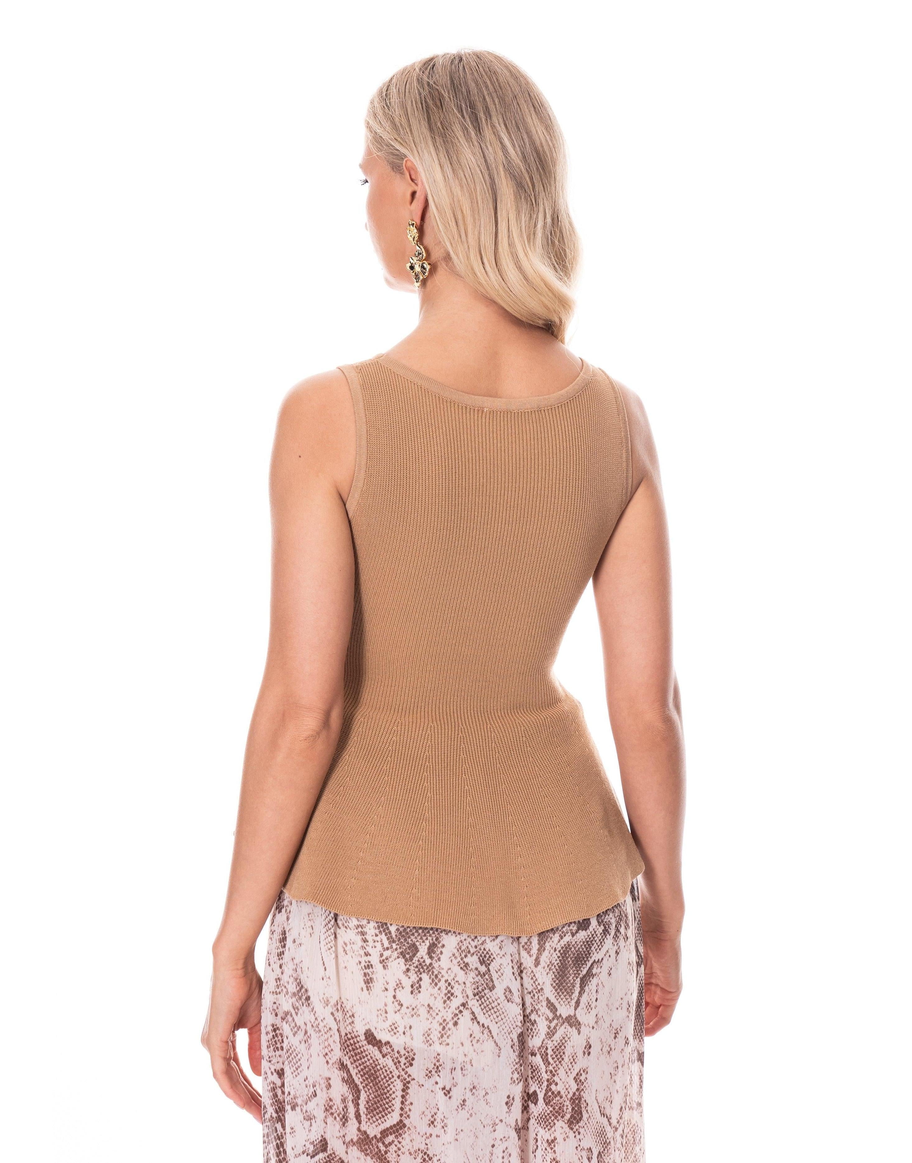 Peplum Tank Top - Camel