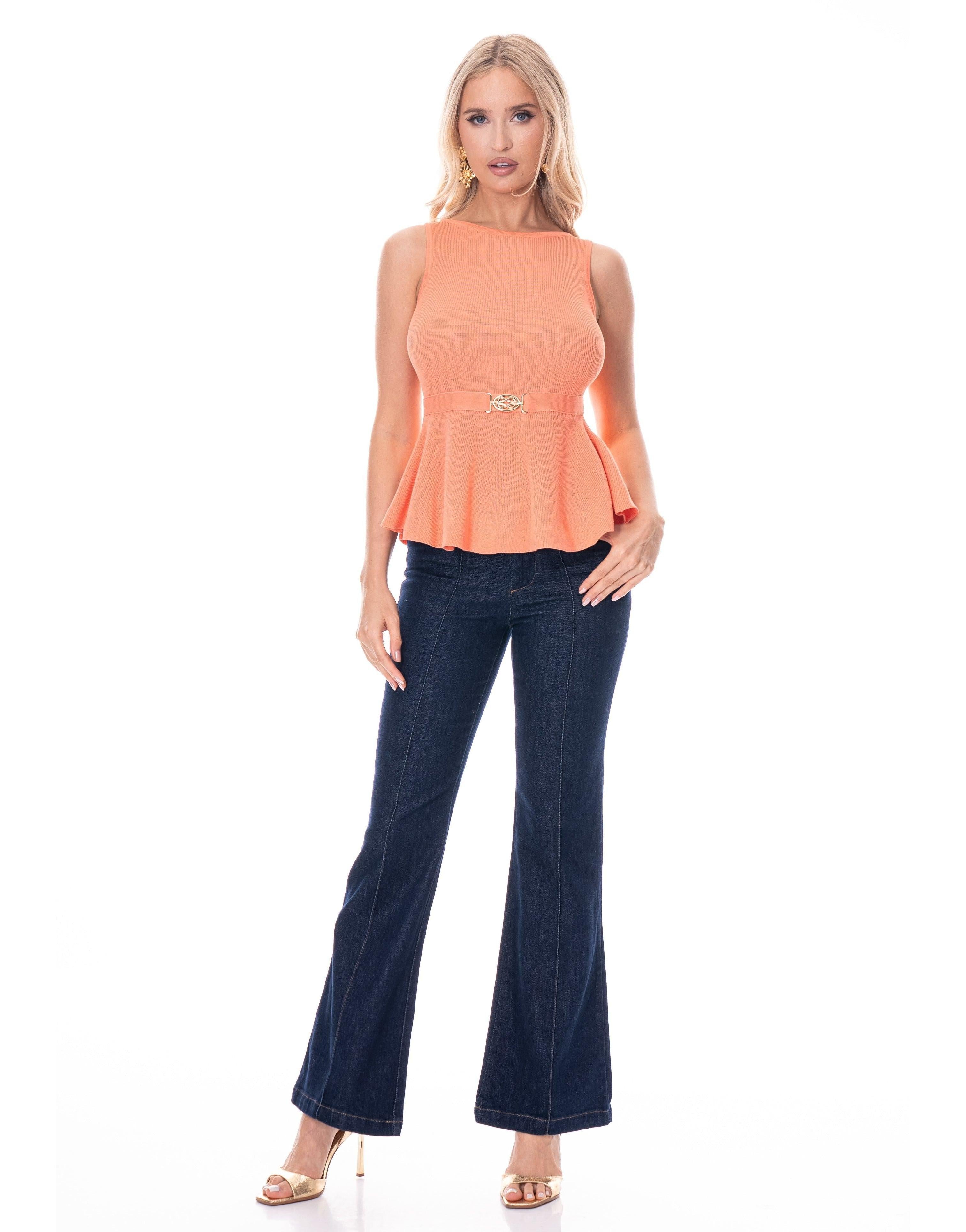 Peplum Tank Top - Peach