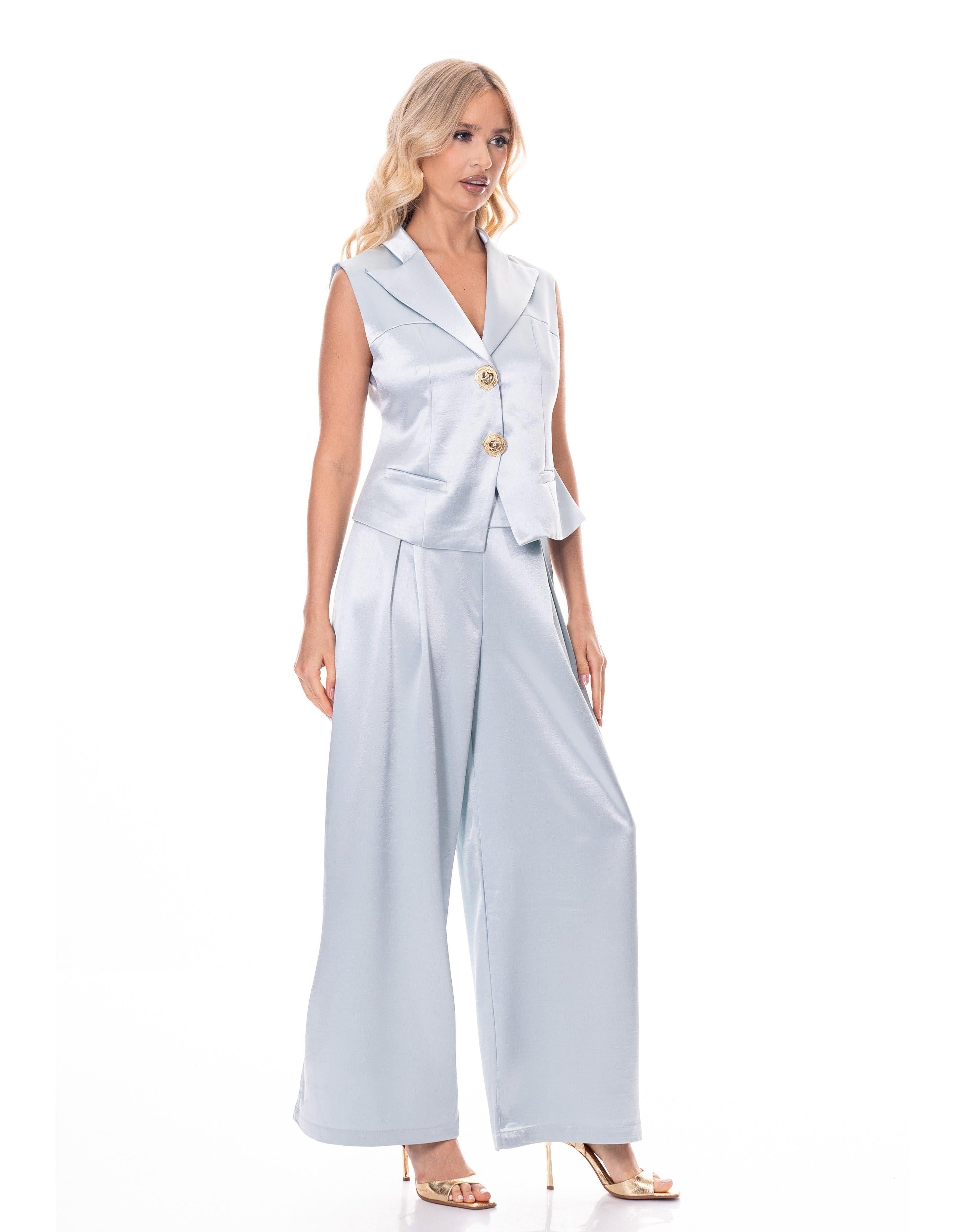 Satin Vest Top - Light Blue