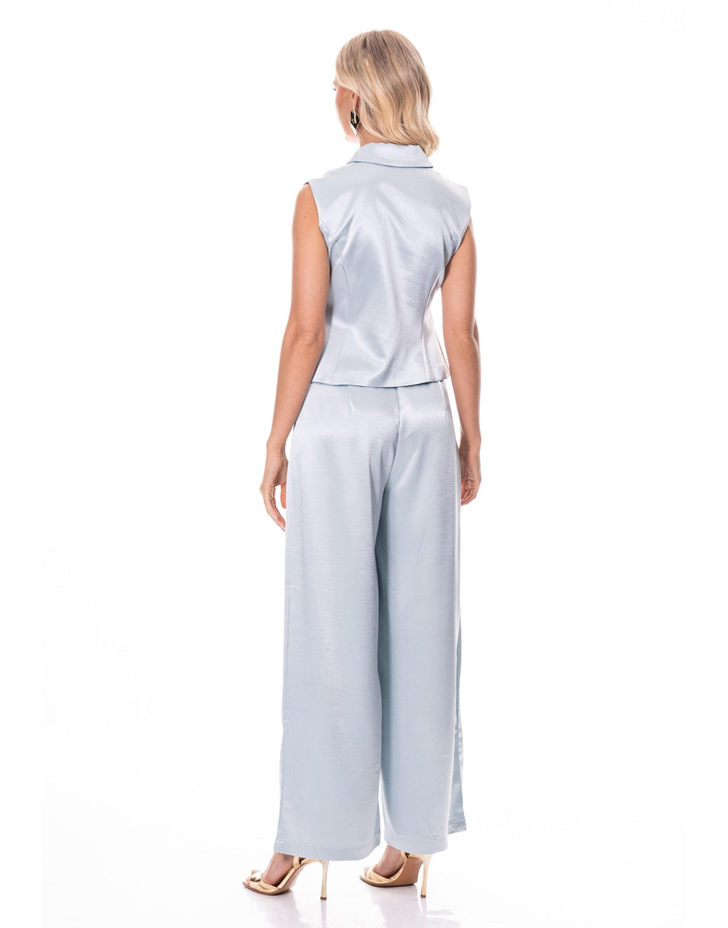 Satin Vest Top - Light Blue