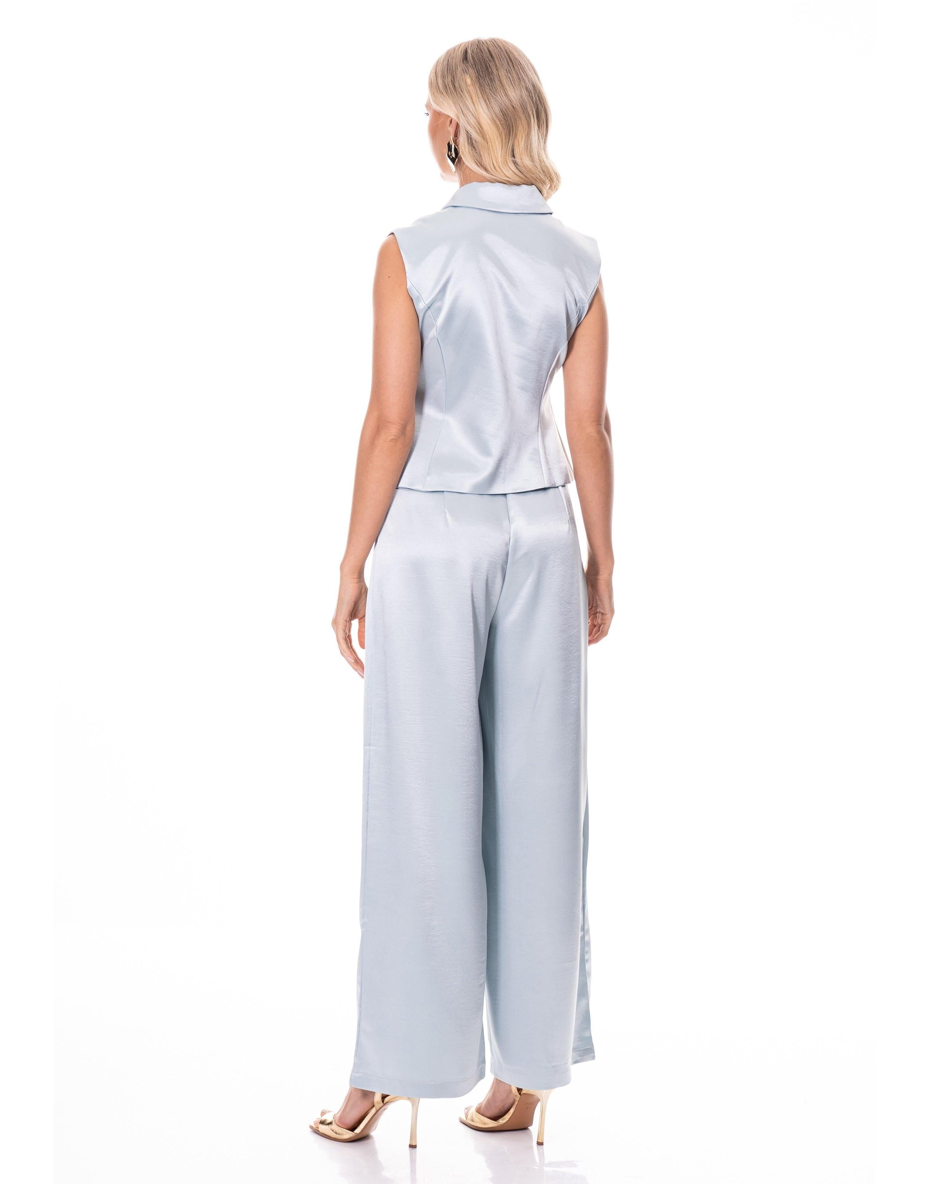 Satin Vest Top - Light Blue
