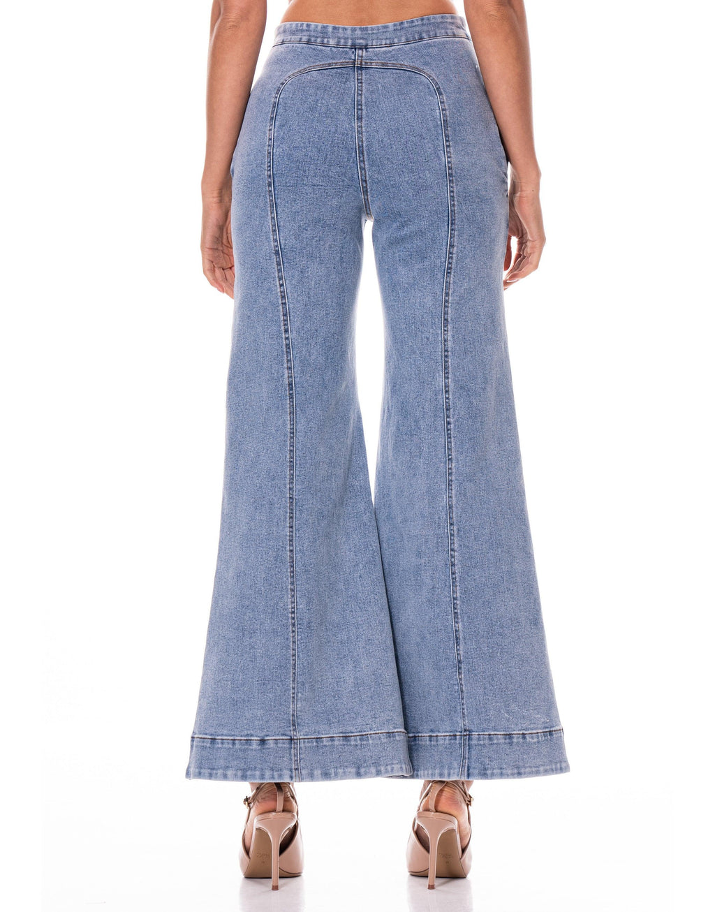 Wide-Leg Denim Jeans - Denim