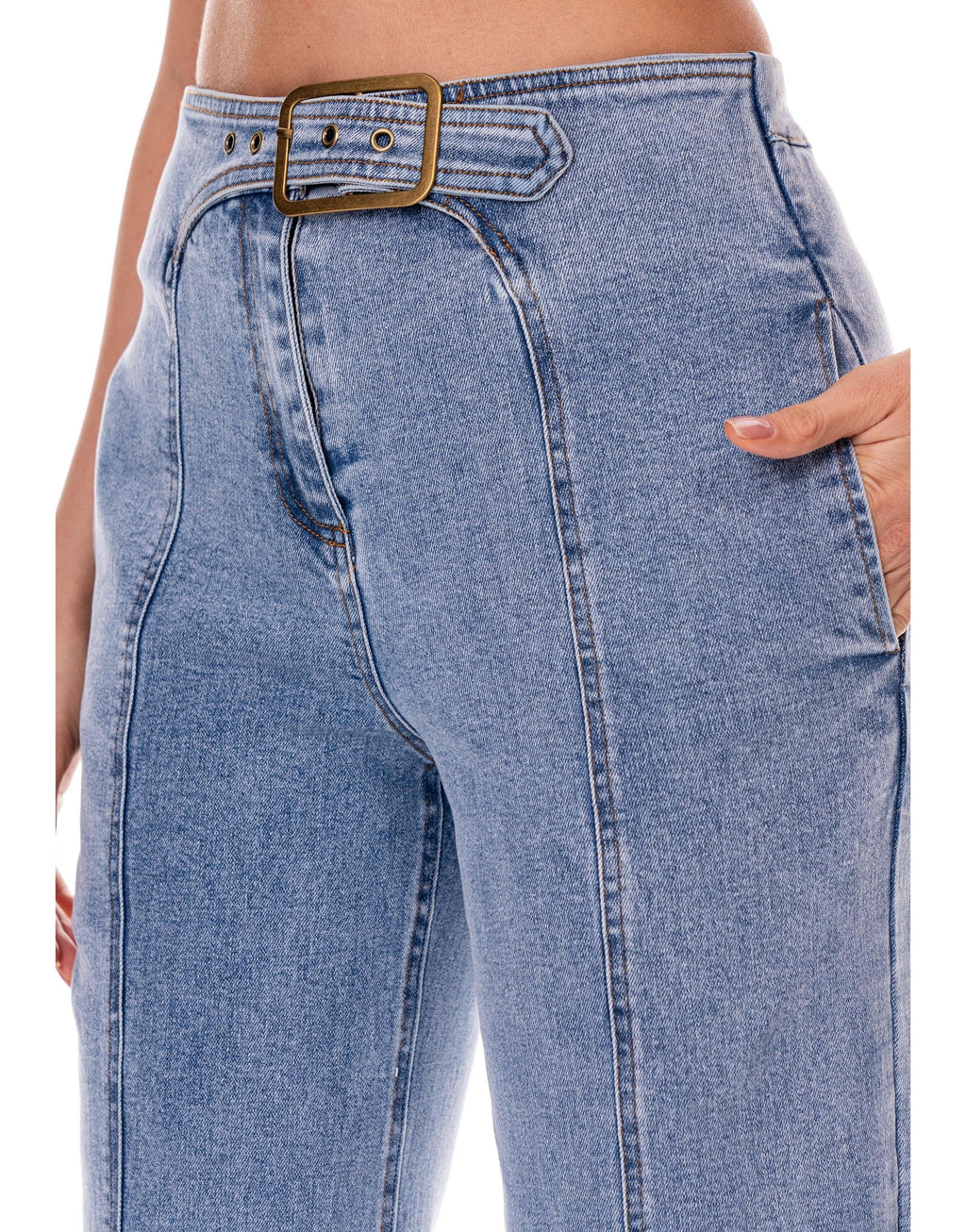 Wide-Leg Denim Jeans - Denim