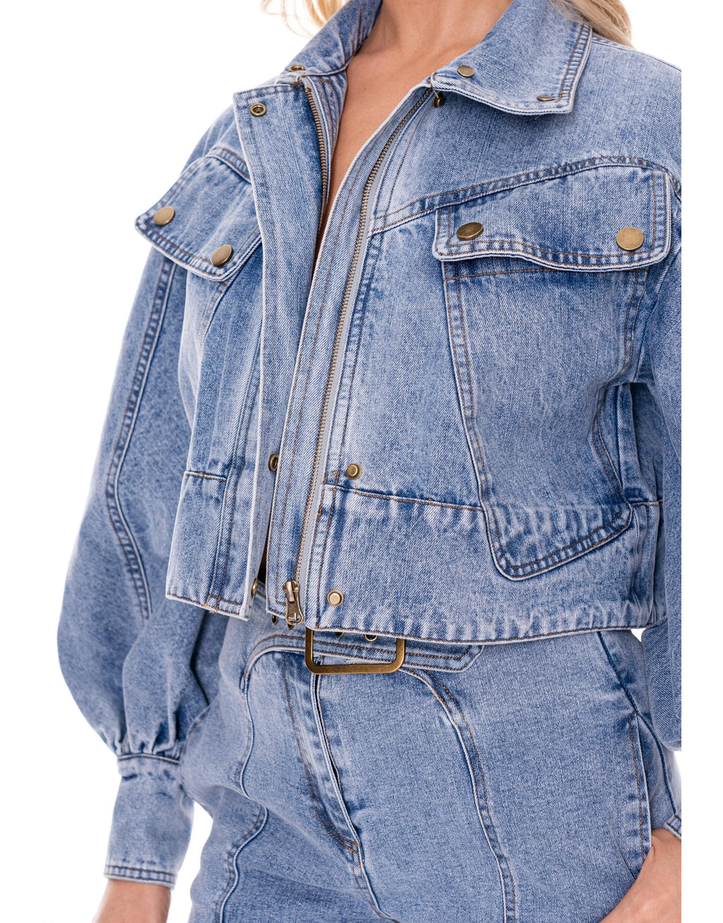 Wide-Leg Denim Jeans - Denim