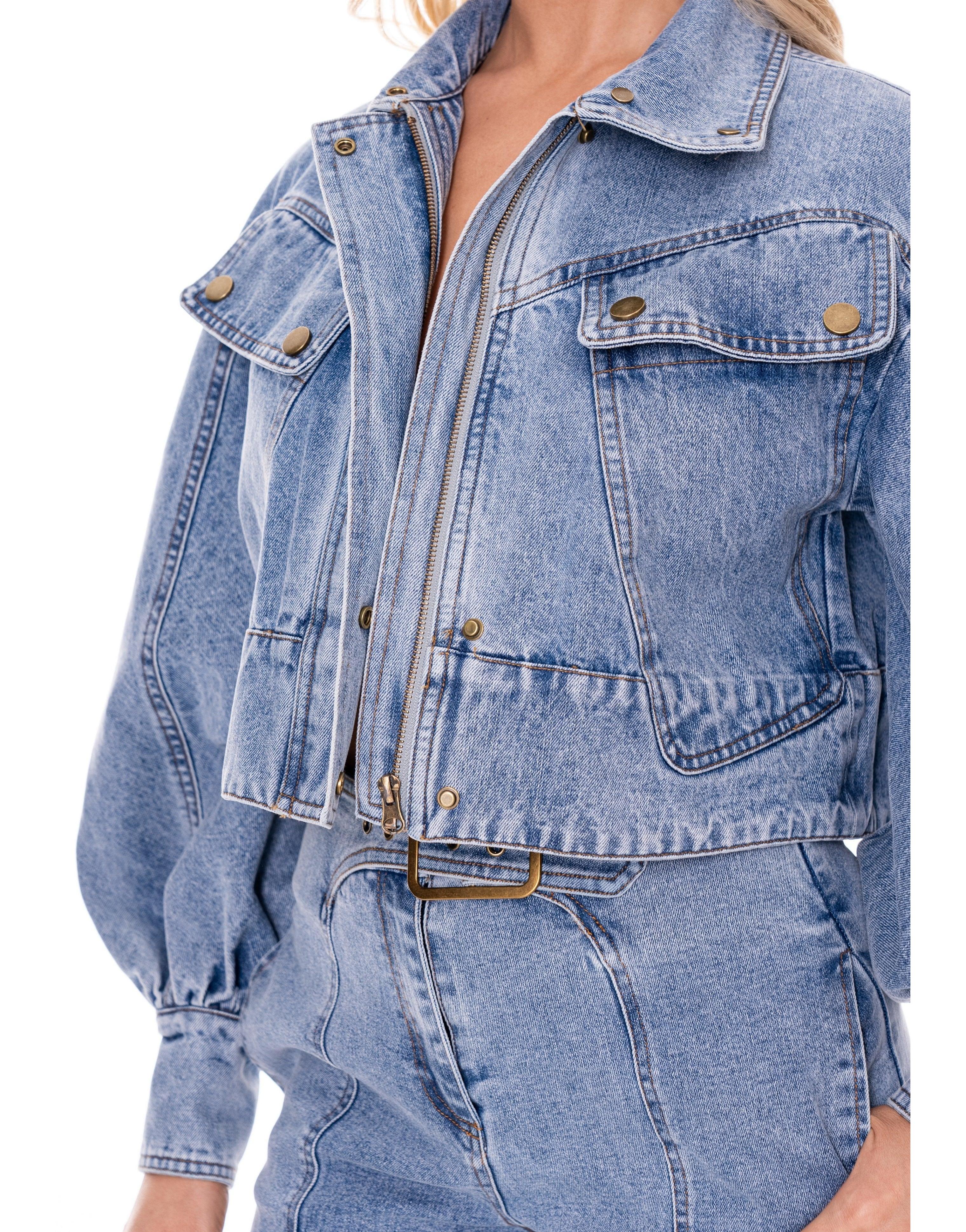 Wide-Leg Denim Jeans - Denim