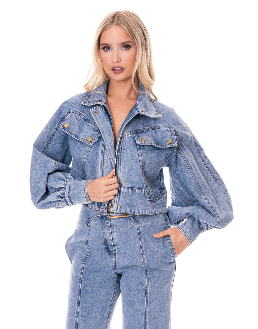 Wide-Leg Denim Jeans - Denim
