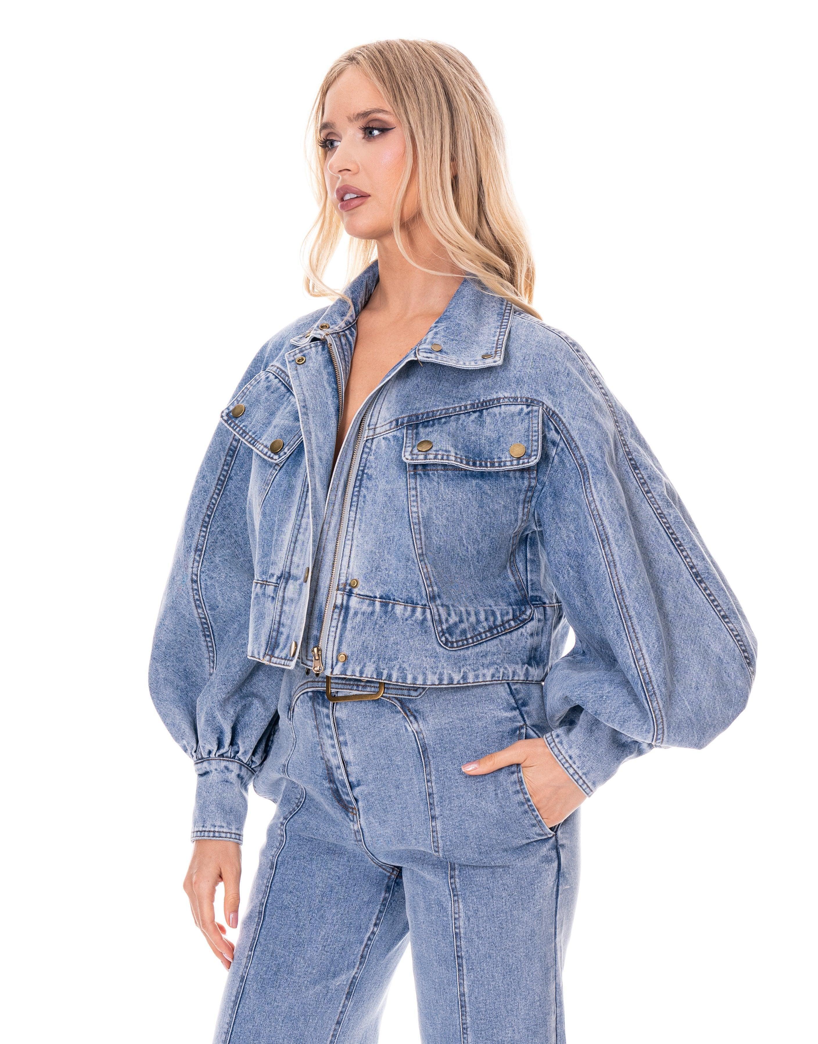 Wide-Leg Denim Jeans - Denim
