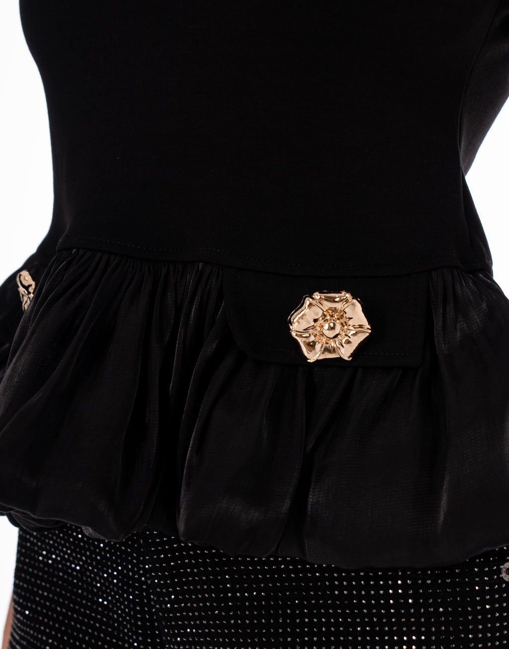 Peplum Sleeveless Top - Black