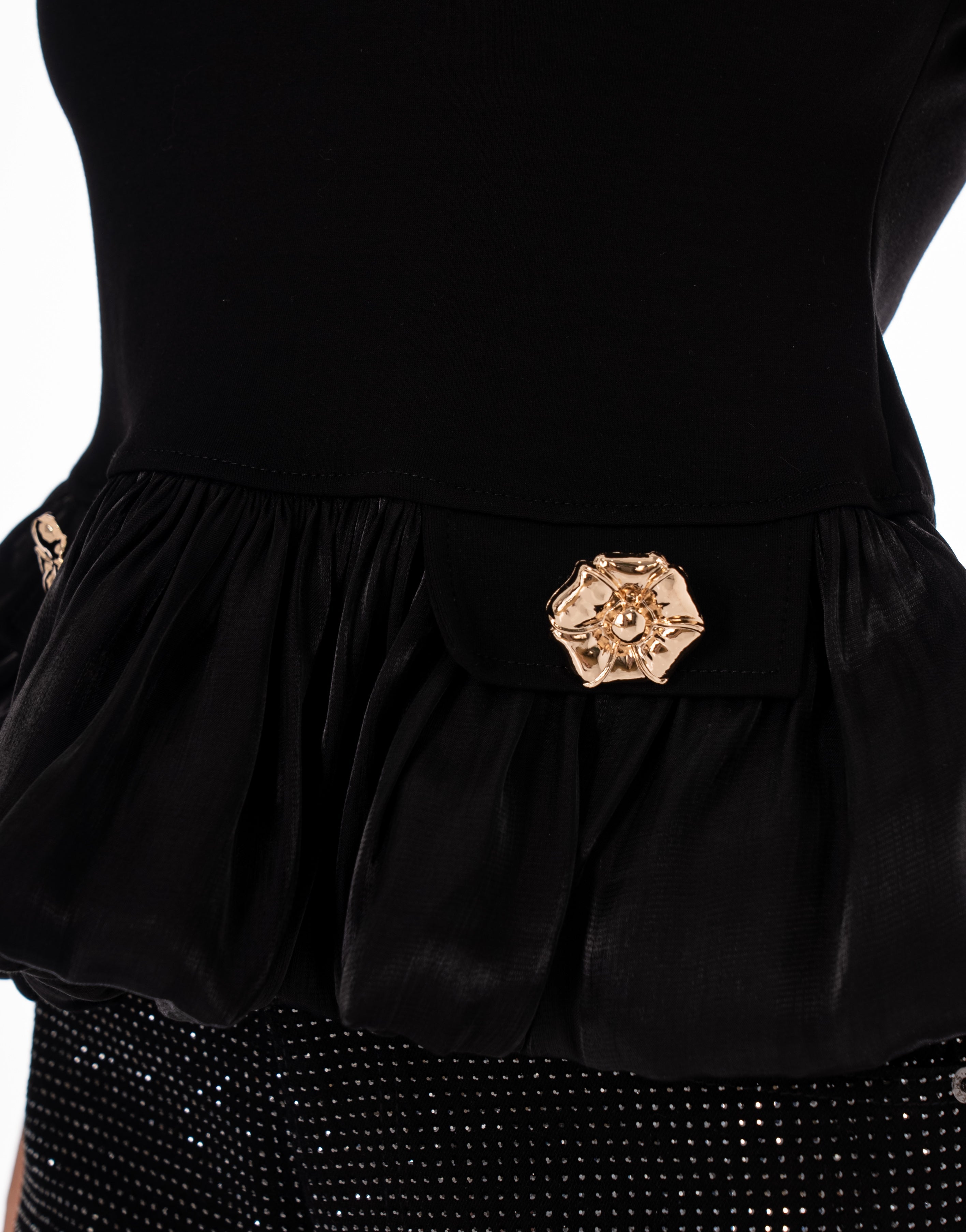 Peplum Sleeveless Top - Black