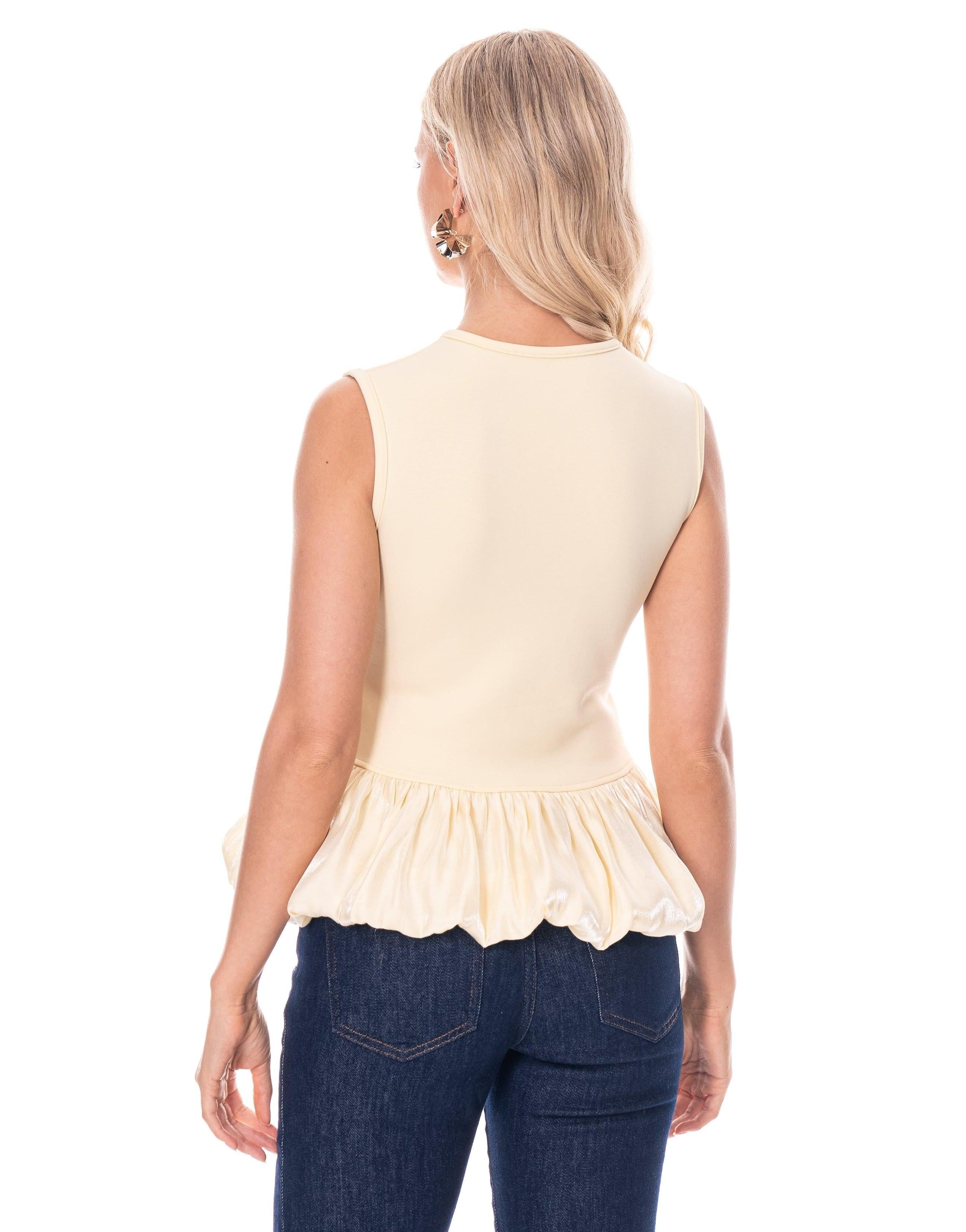 Peplum Sleeveless Top - Yellow