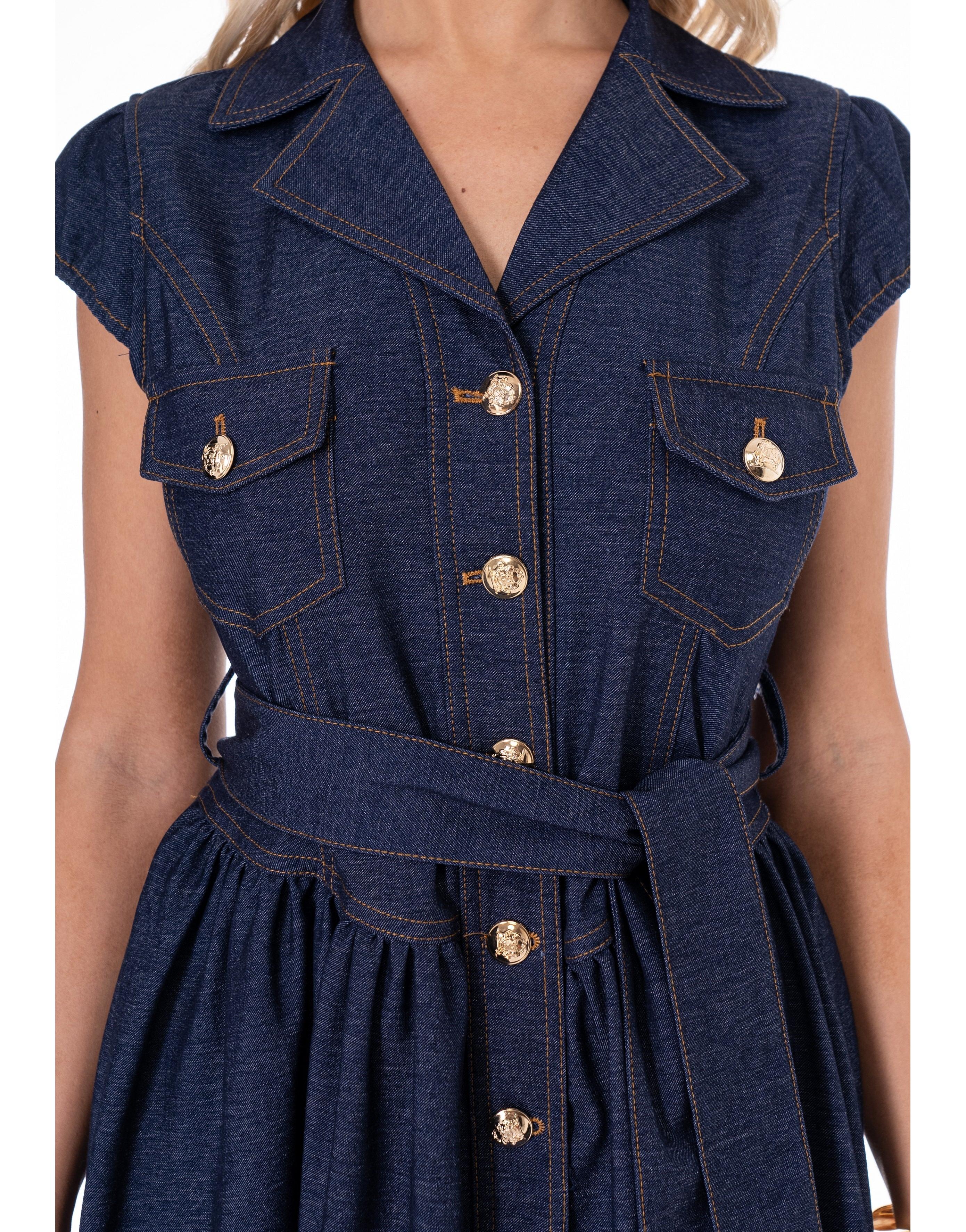 Button-Up Denim Midi Dress - Denim
