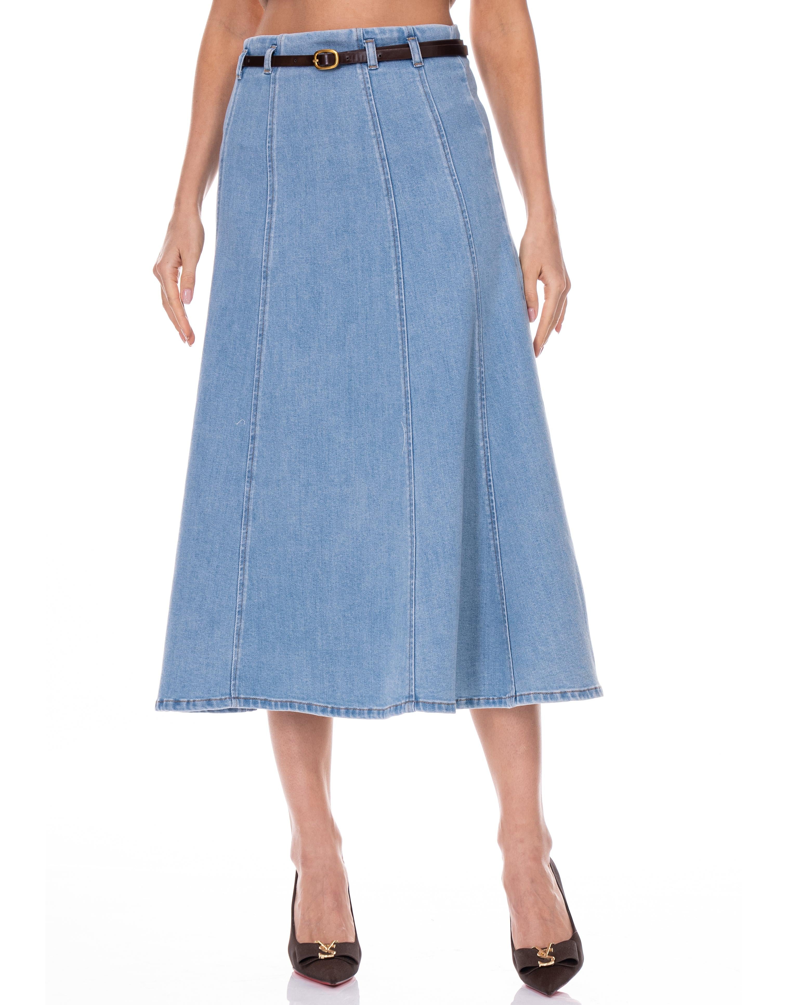 Denim Midi Skirt - Denim