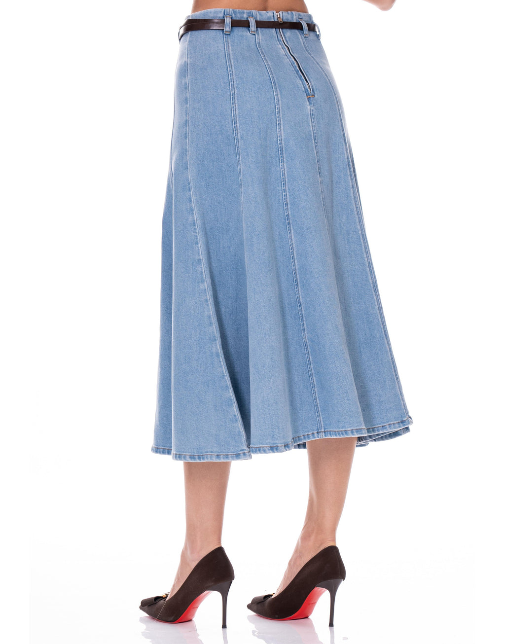 Denim Midi Skirt - Denim