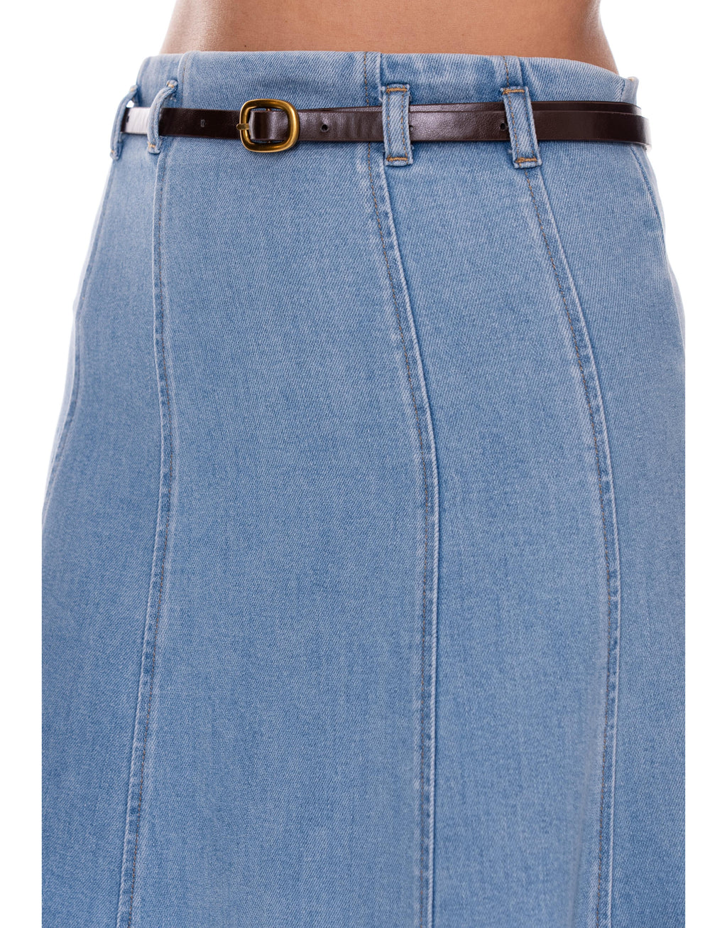 Denim Midi Skirt - Denim