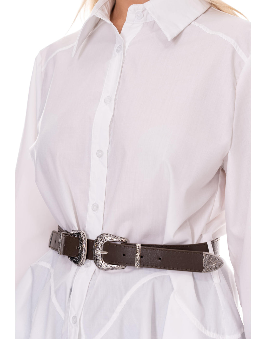 White Button-Down Flowy Blouse - White