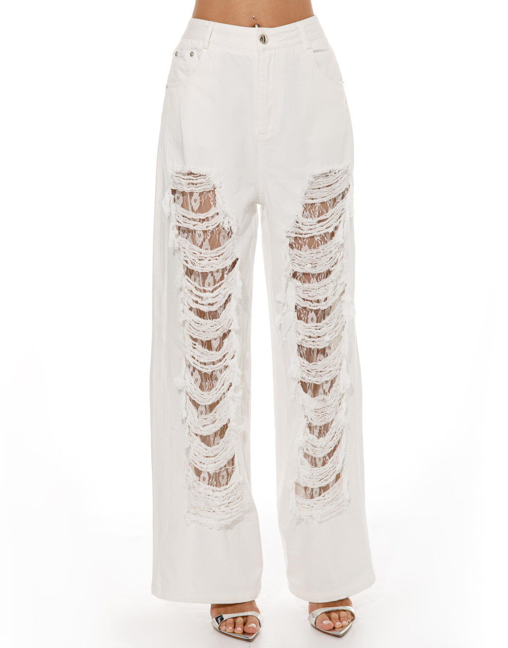 Lace Sleeveless Top - White