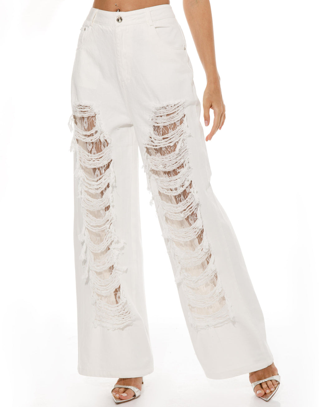 Lace Sleeveless Top - White