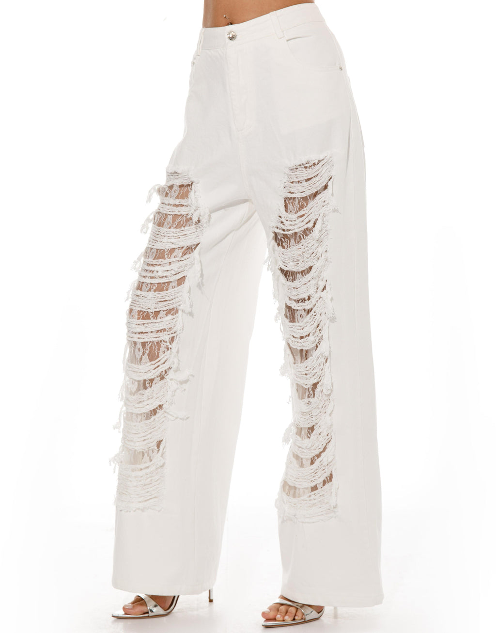 Lace Sleeveless Top - White