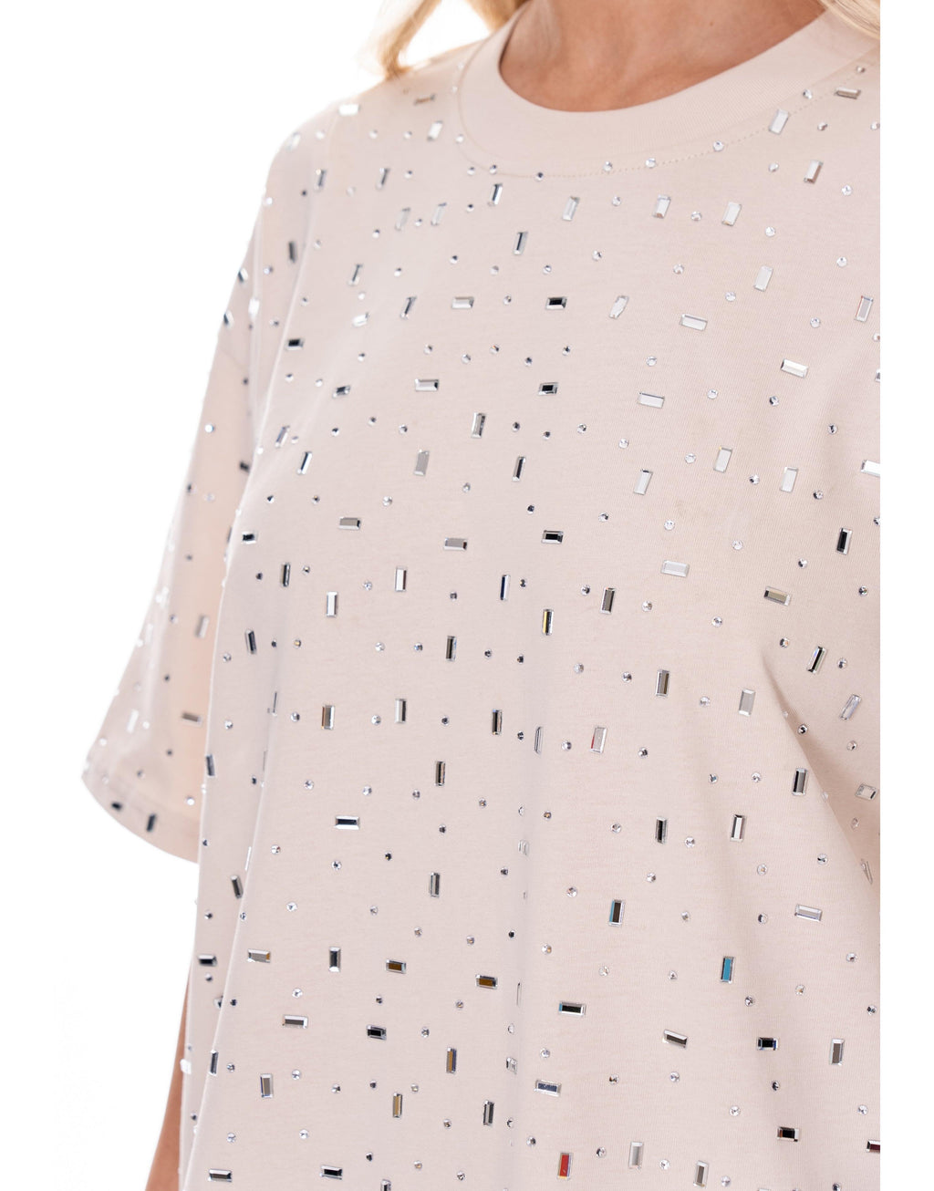 Pink Mini T-Shirt Dress - Beige