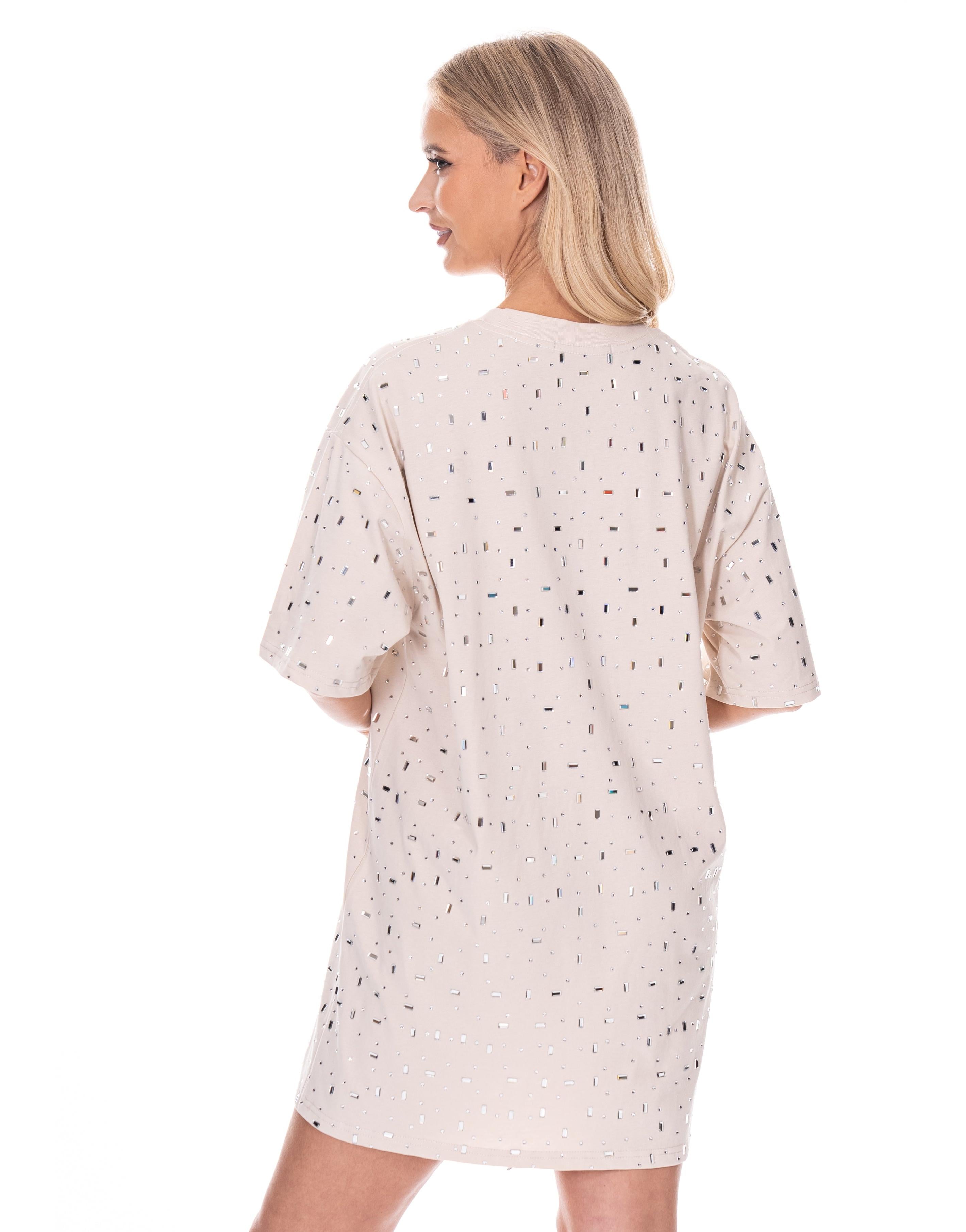 Pink Mini T-Shirt Dress - Beige