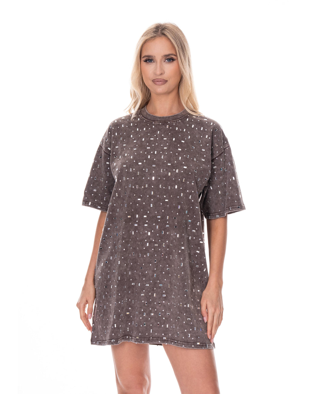 Pink Mini T-Shirt Dress - Brown