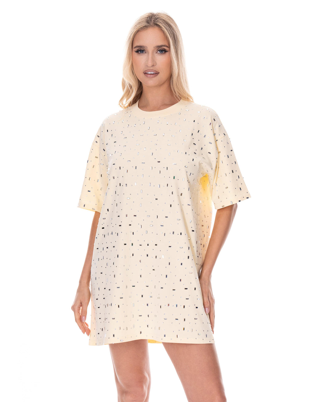 Pink Mini T-Shirt Dress - Yellow