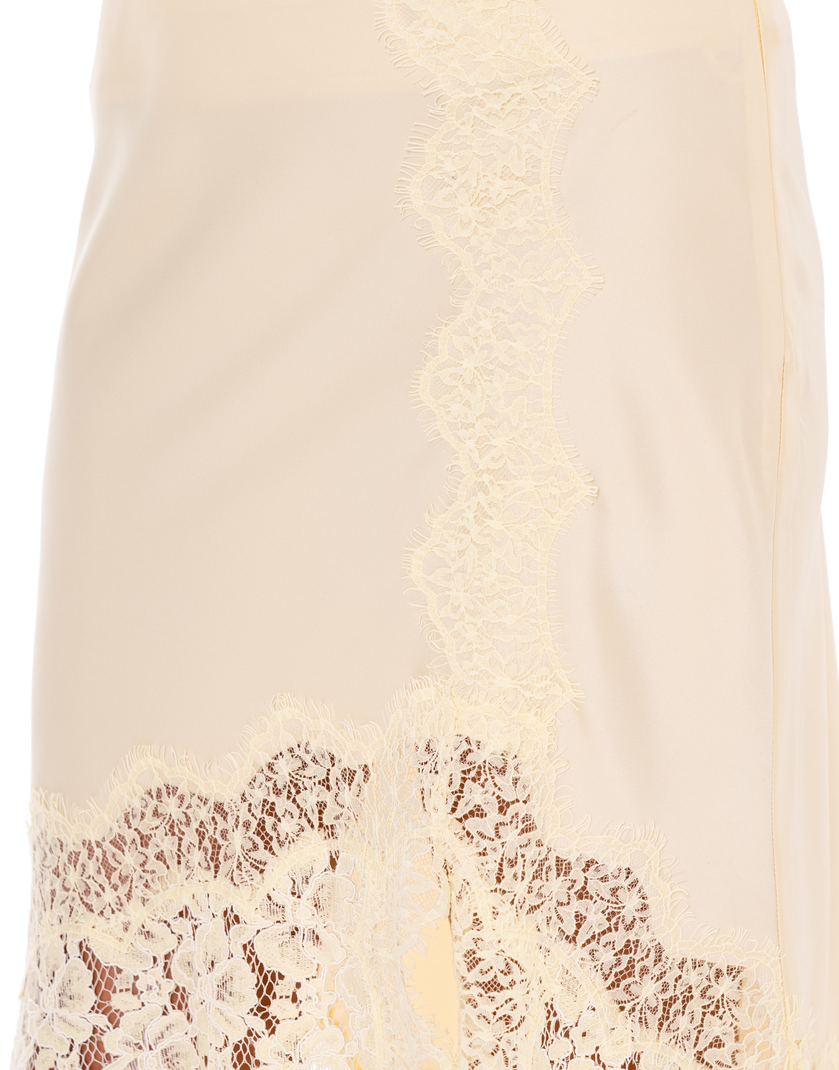 Lace Overlay Midi Skirt - Yellow