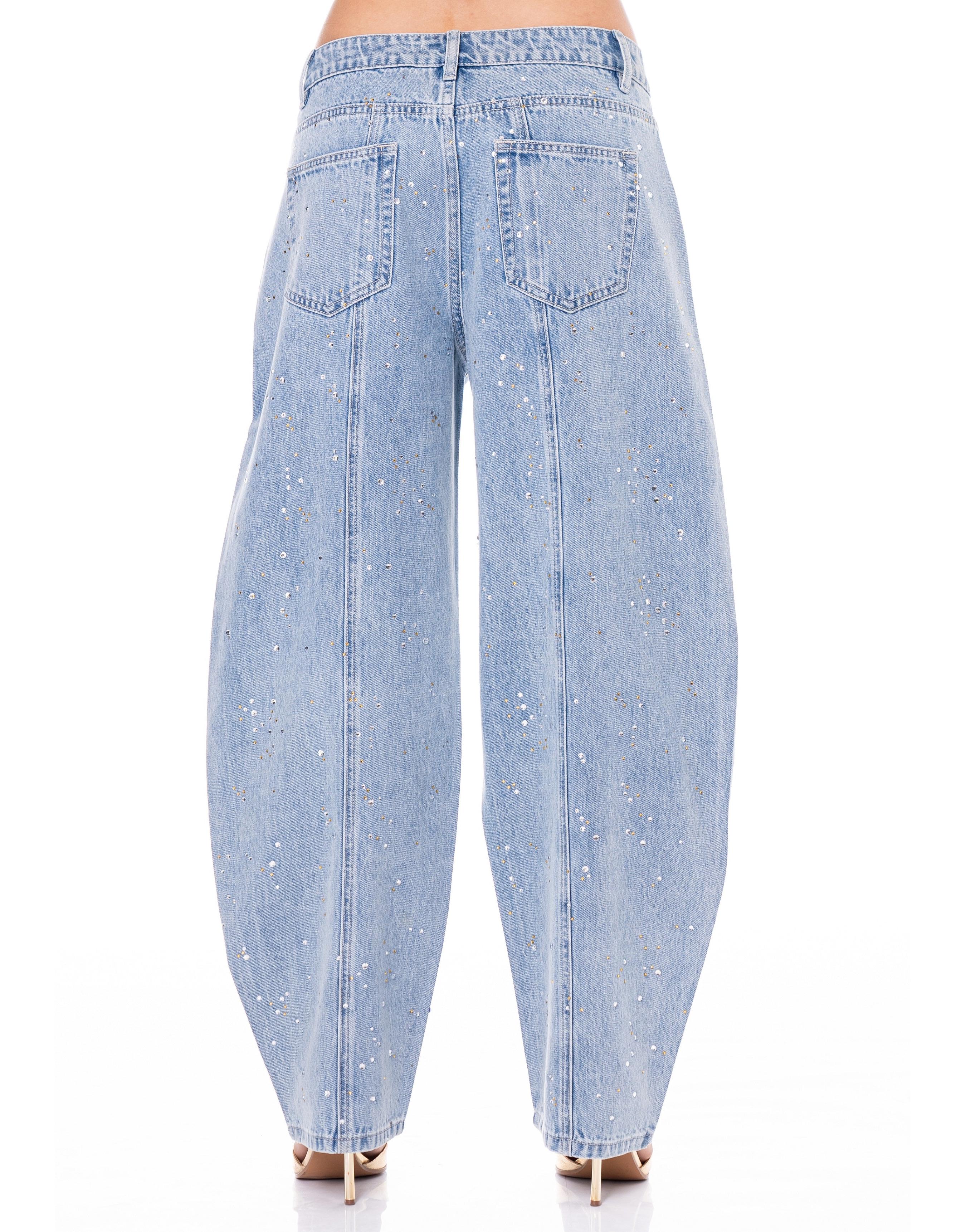Wide-Leg Denim Jeans - Denim