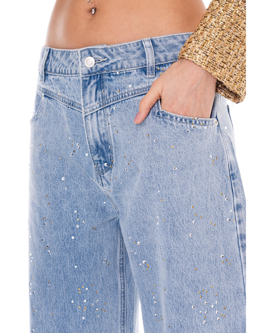 Wide-Leg Denim Jeans - Denim