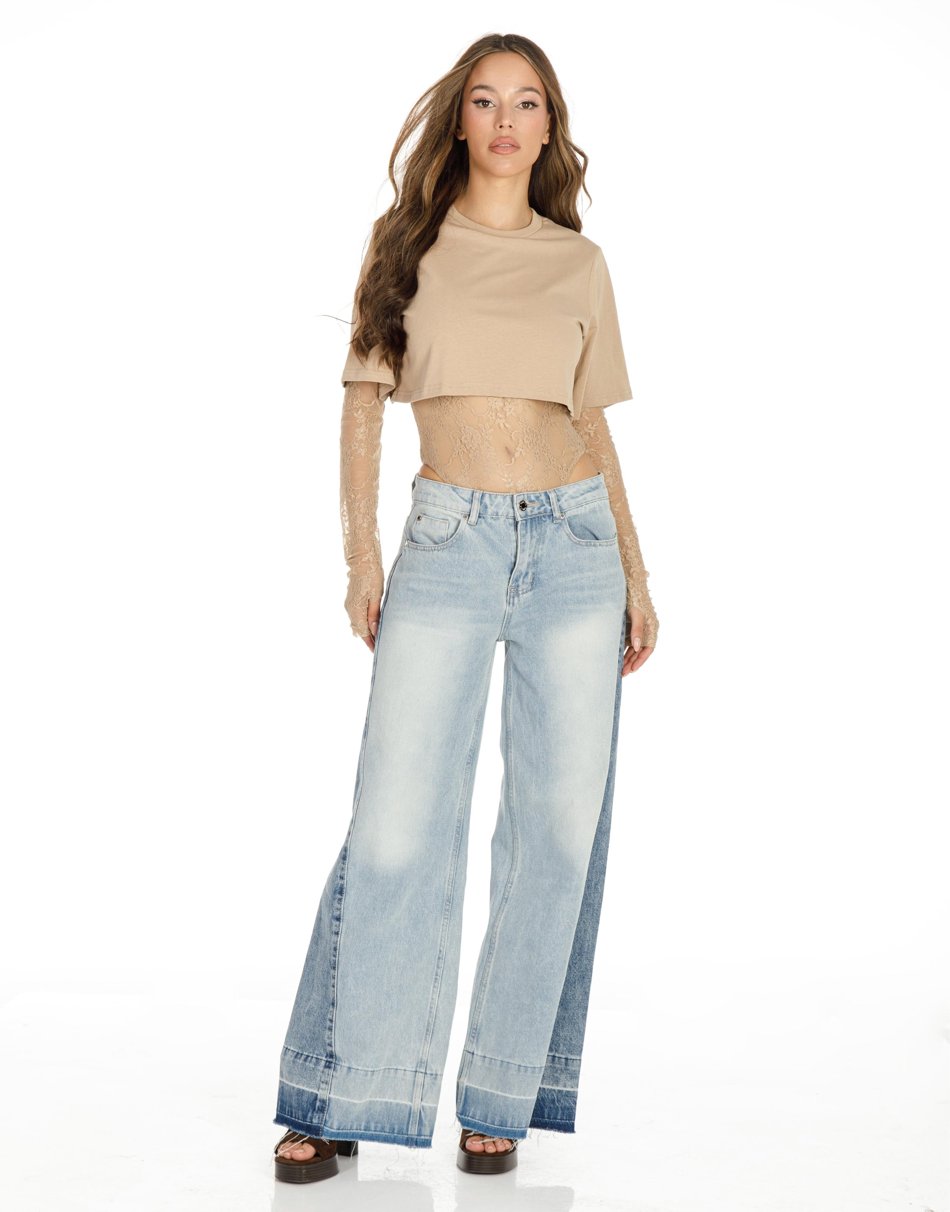 Boxy Cropped Tee - Beige