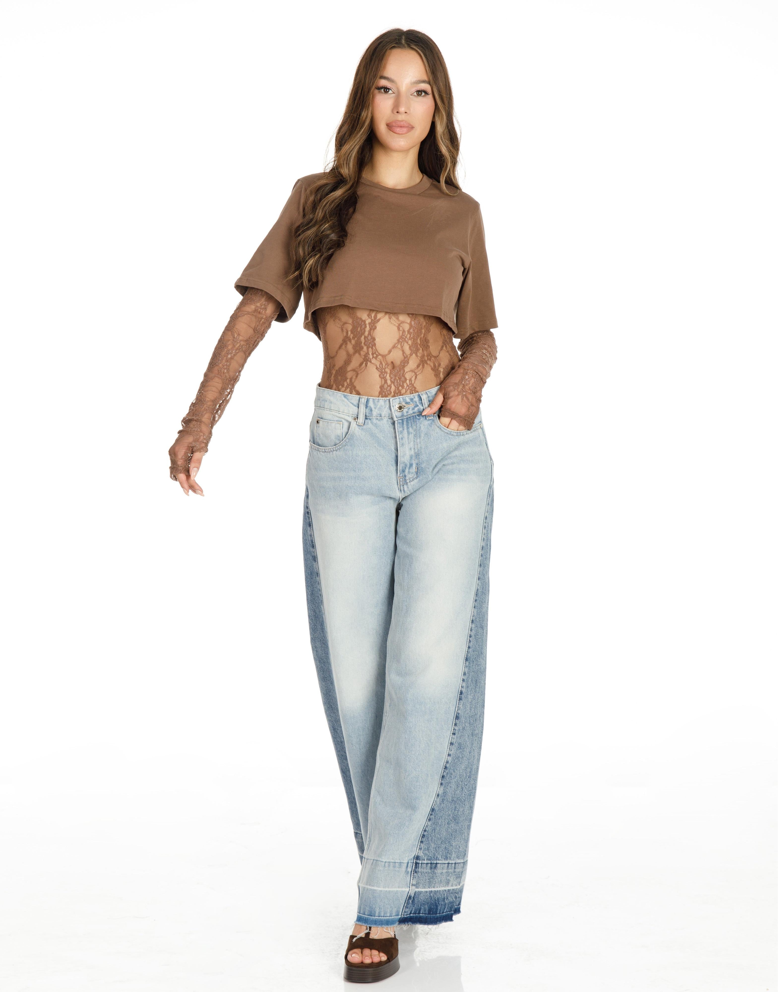 Boxy Cropped Tee - Brown