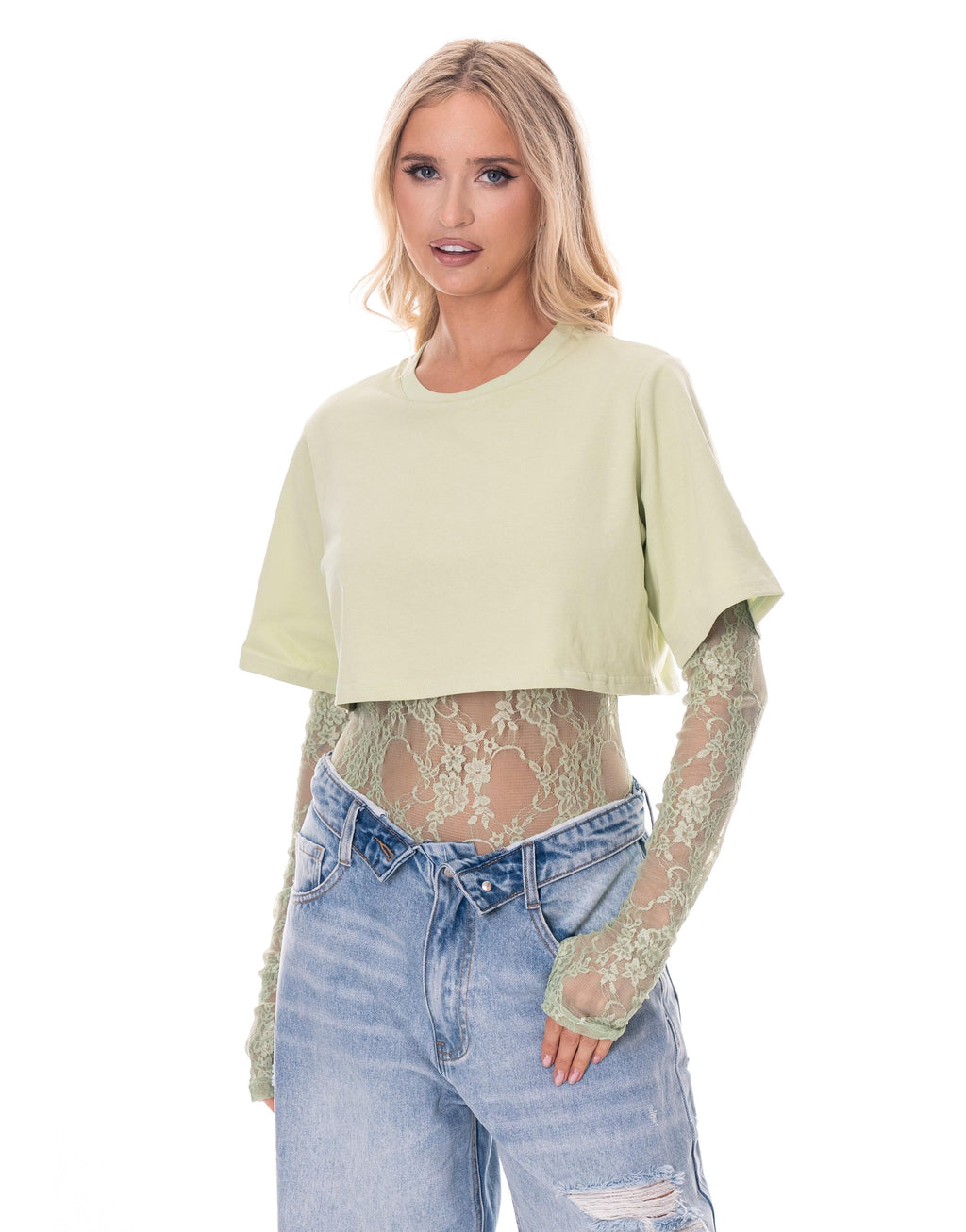 Boxy Cropped Tee - Green