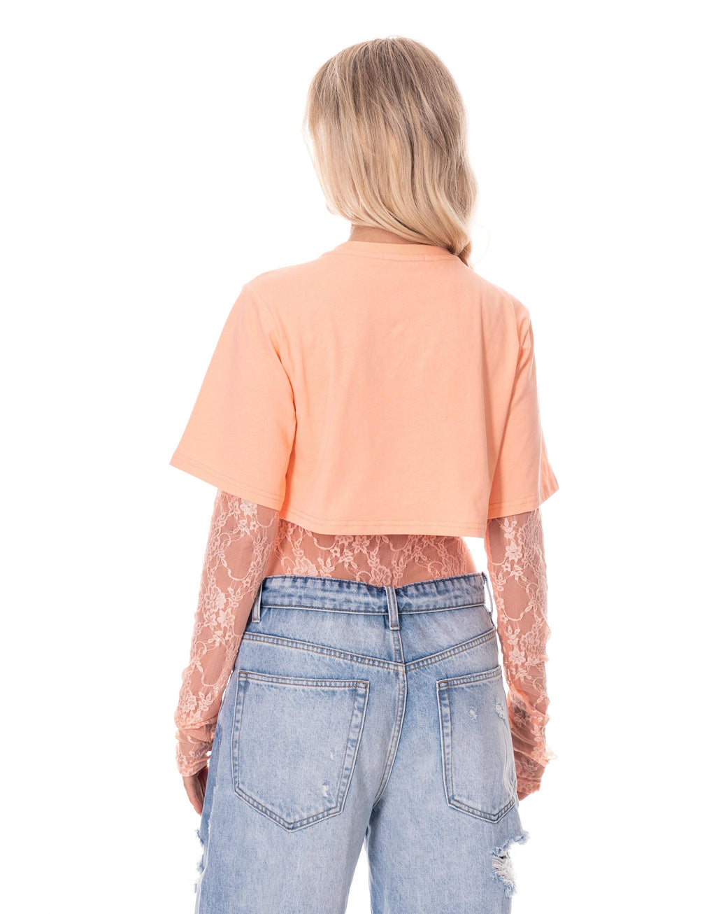 Boxy Cropped Tee - Peach