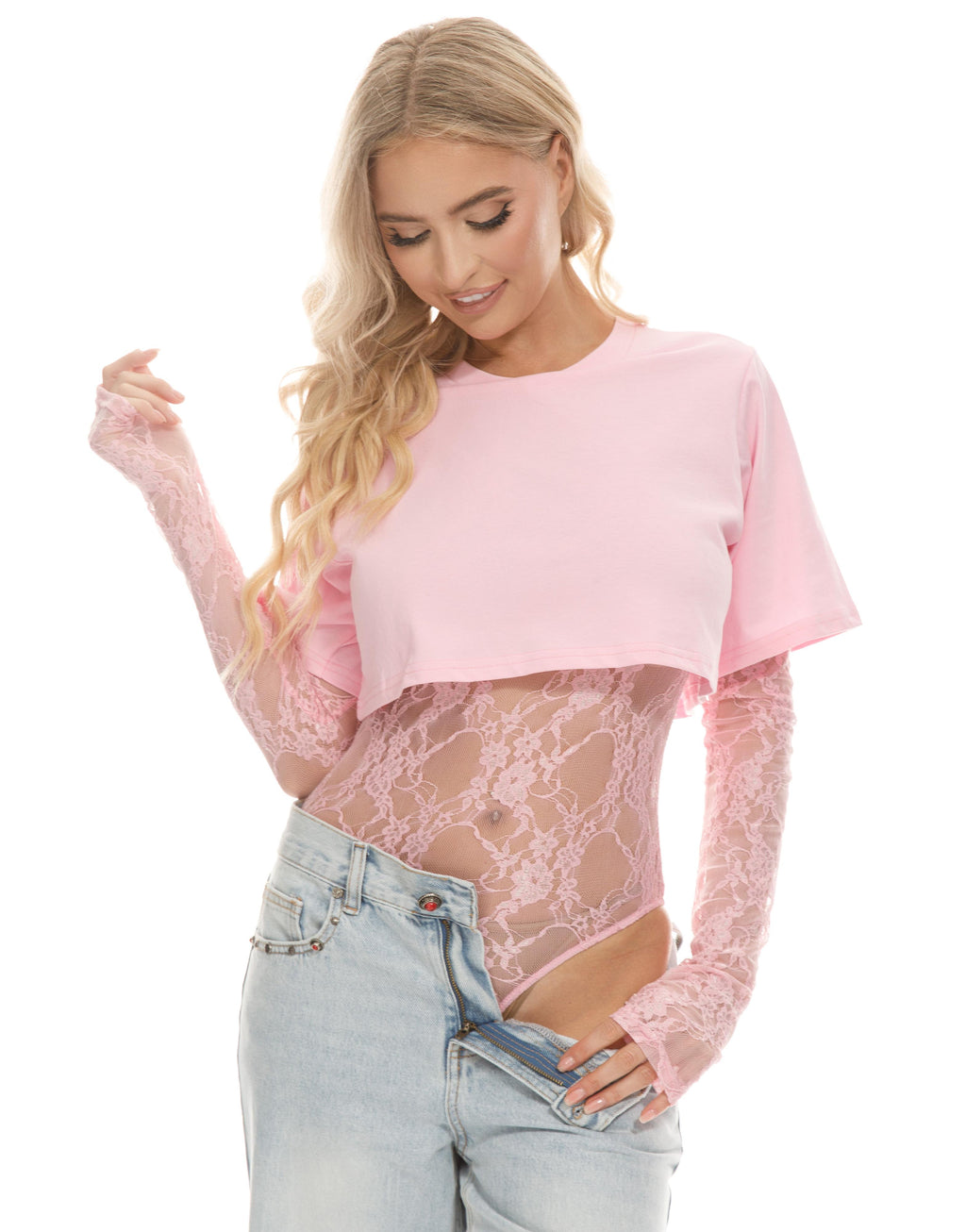 Boxy Cropped Tee - Pink