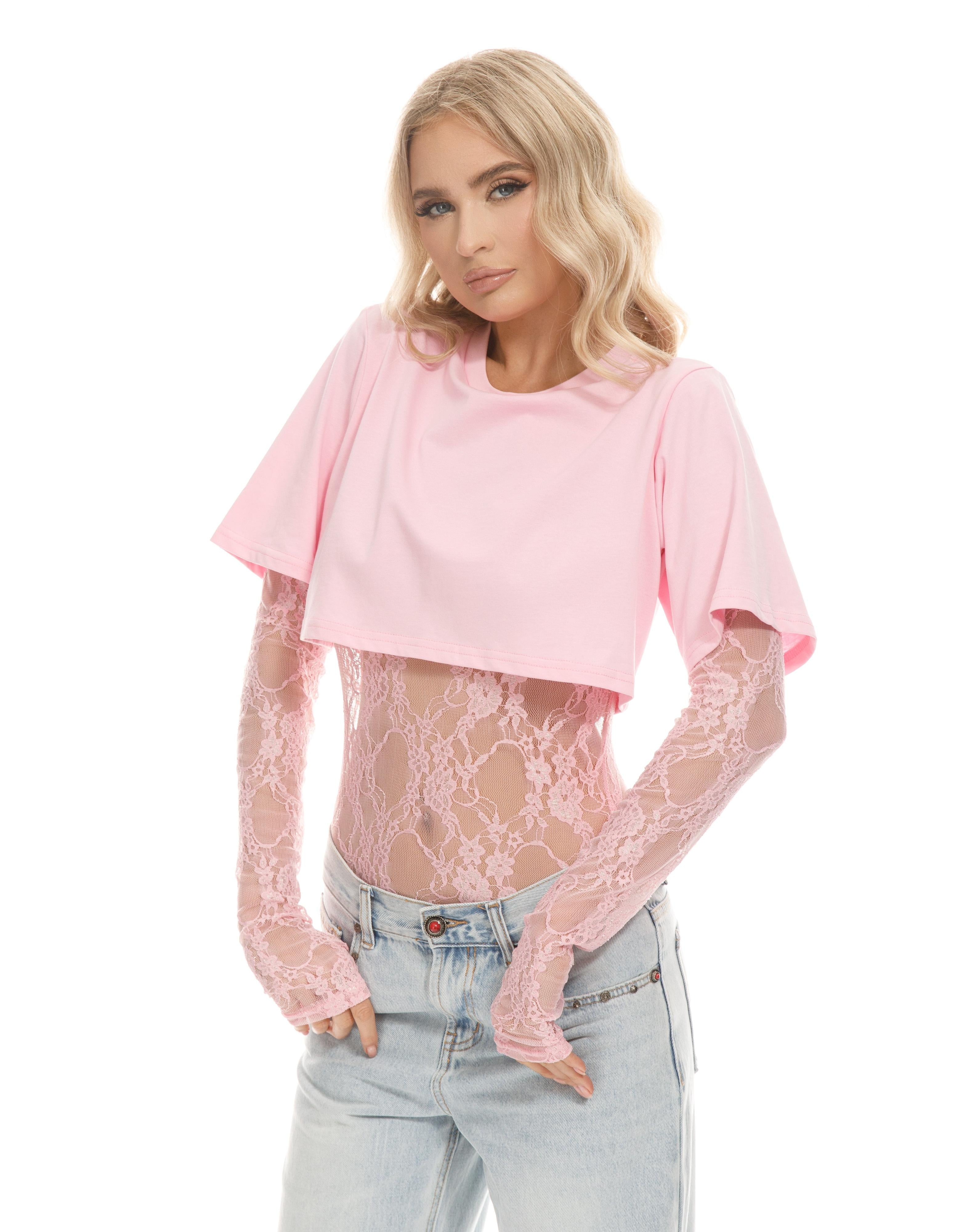 Boxy Cropped Tee - Pink