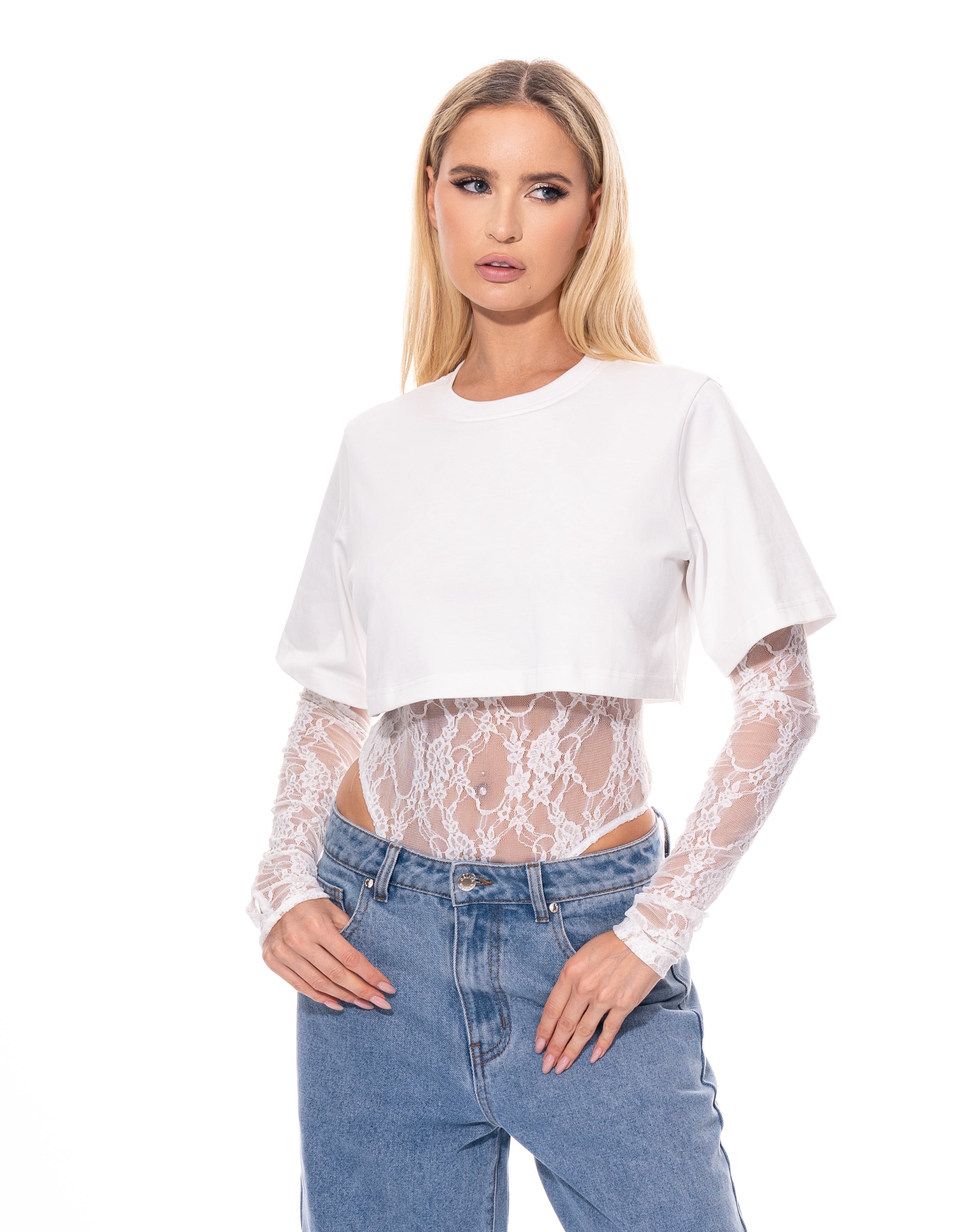 Boxy Cropped Tee - White
