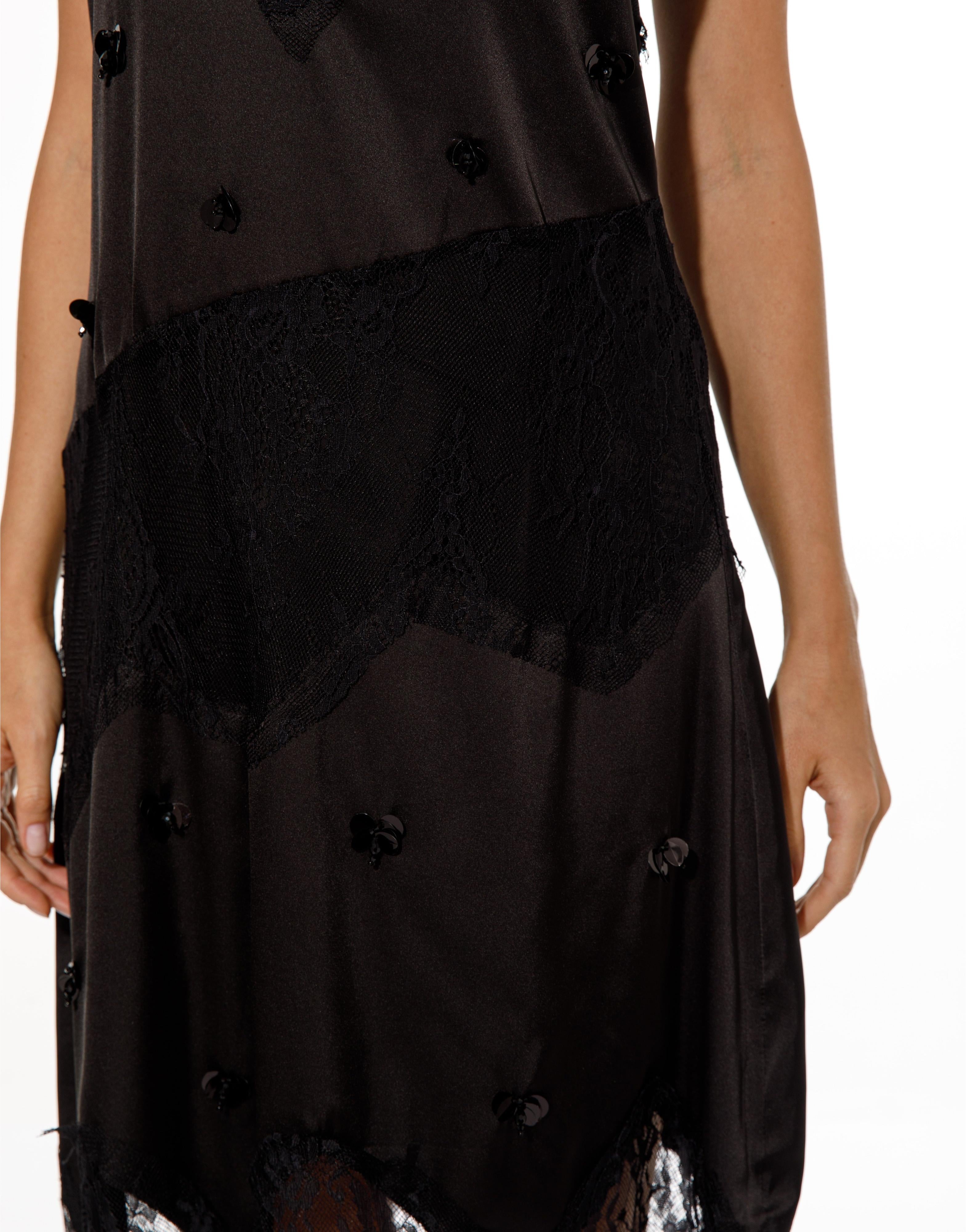 Lace Overlay Midi Dress - Black