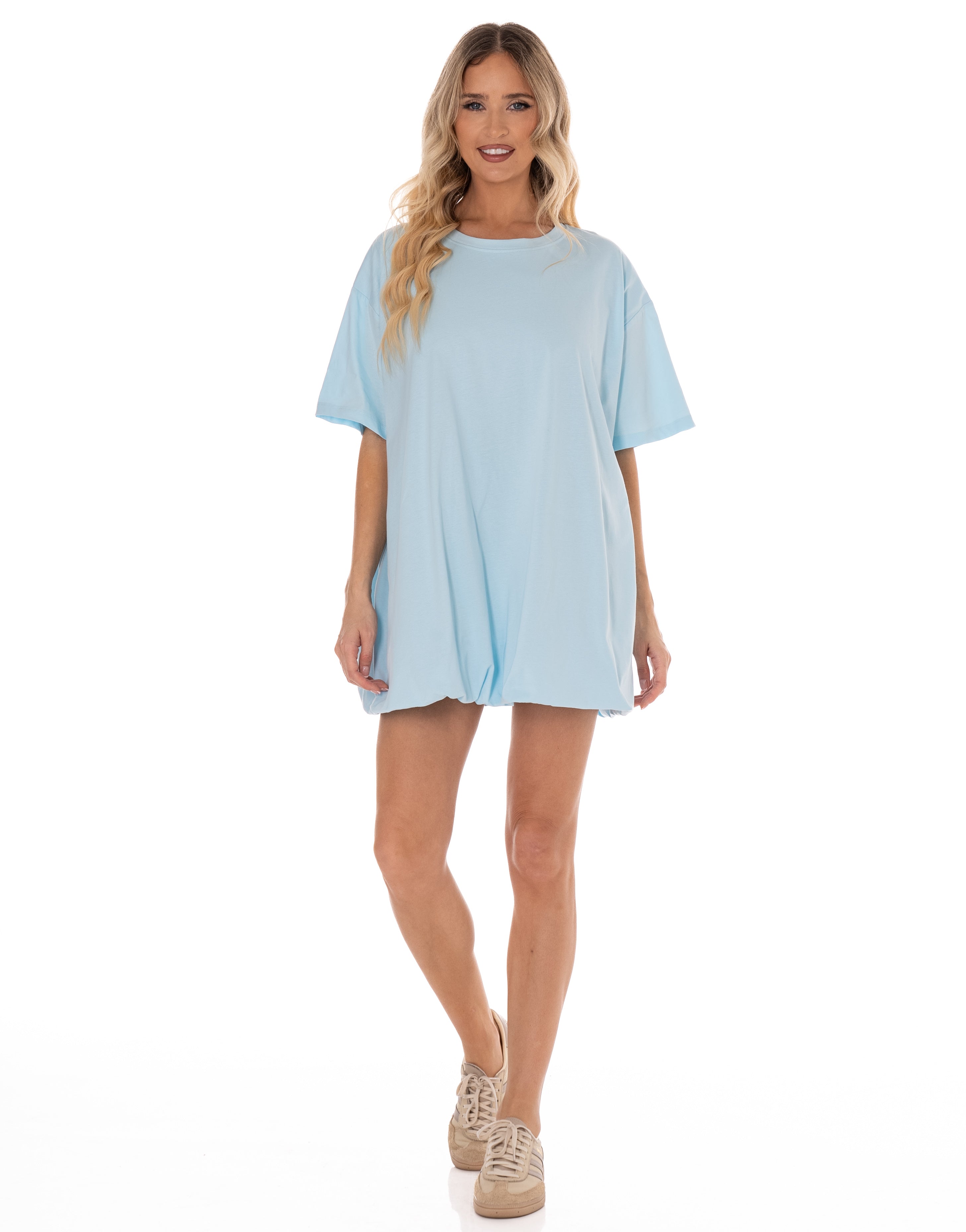 Loose T-Shirt Mini Dress - Light Blue