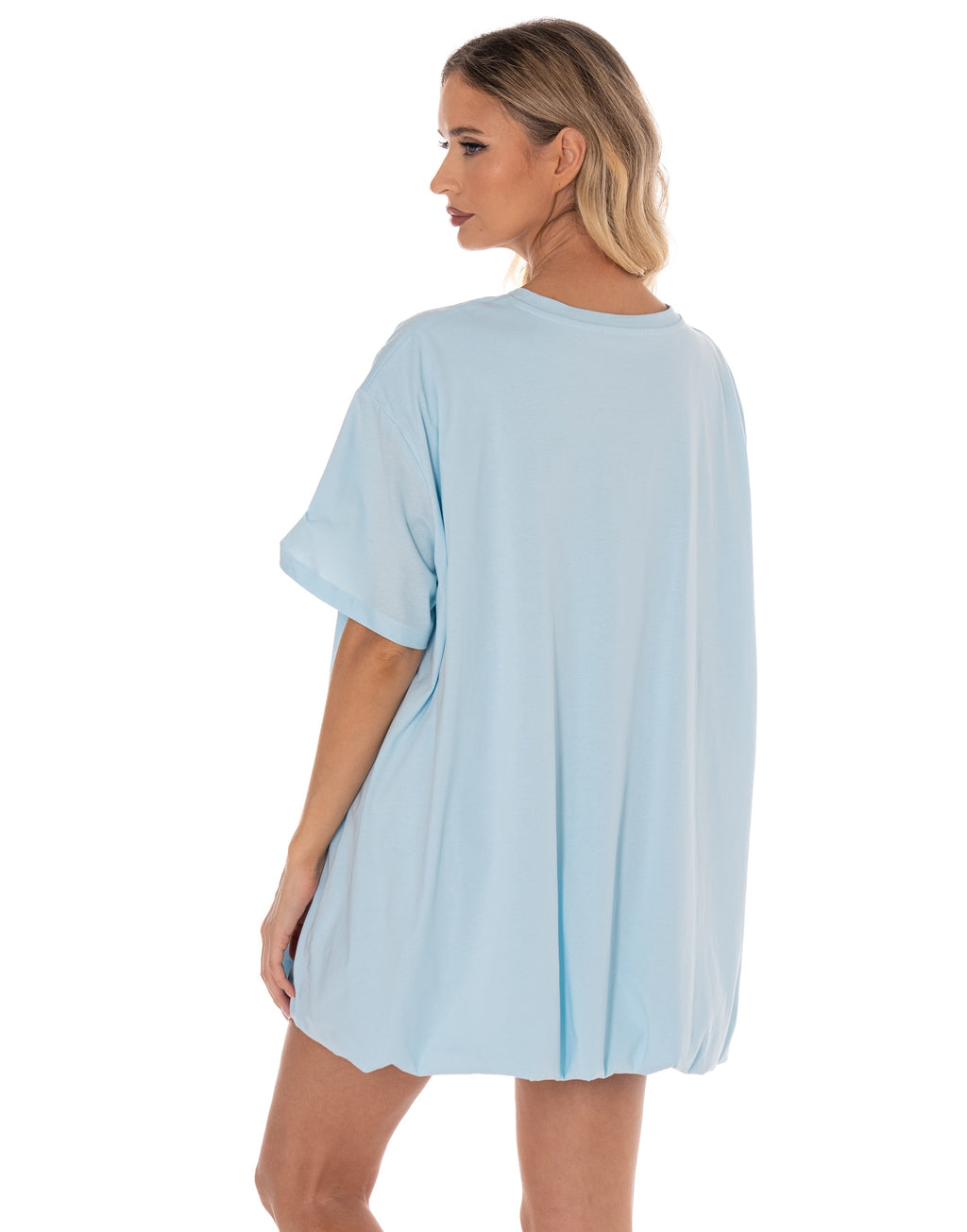 Loose T-Shirt Mini Dress - Light Blue