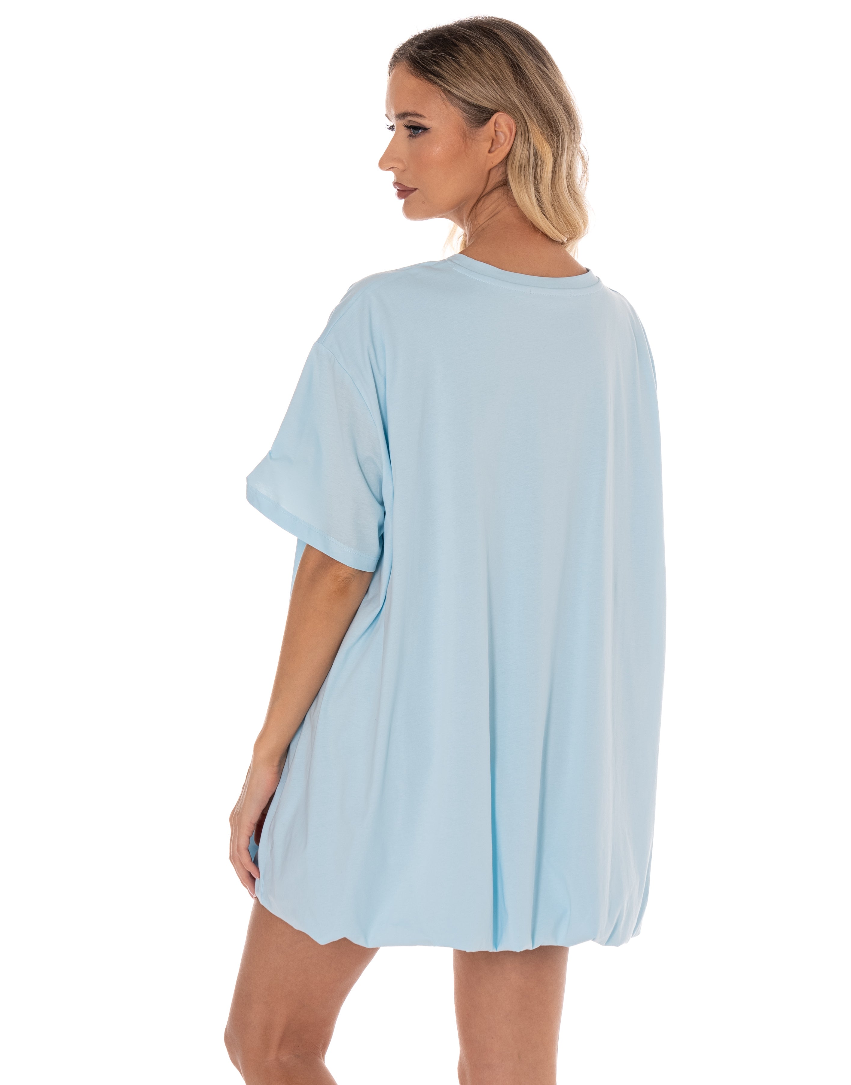 Loose T-Shirt Mini Dress - Light Blue